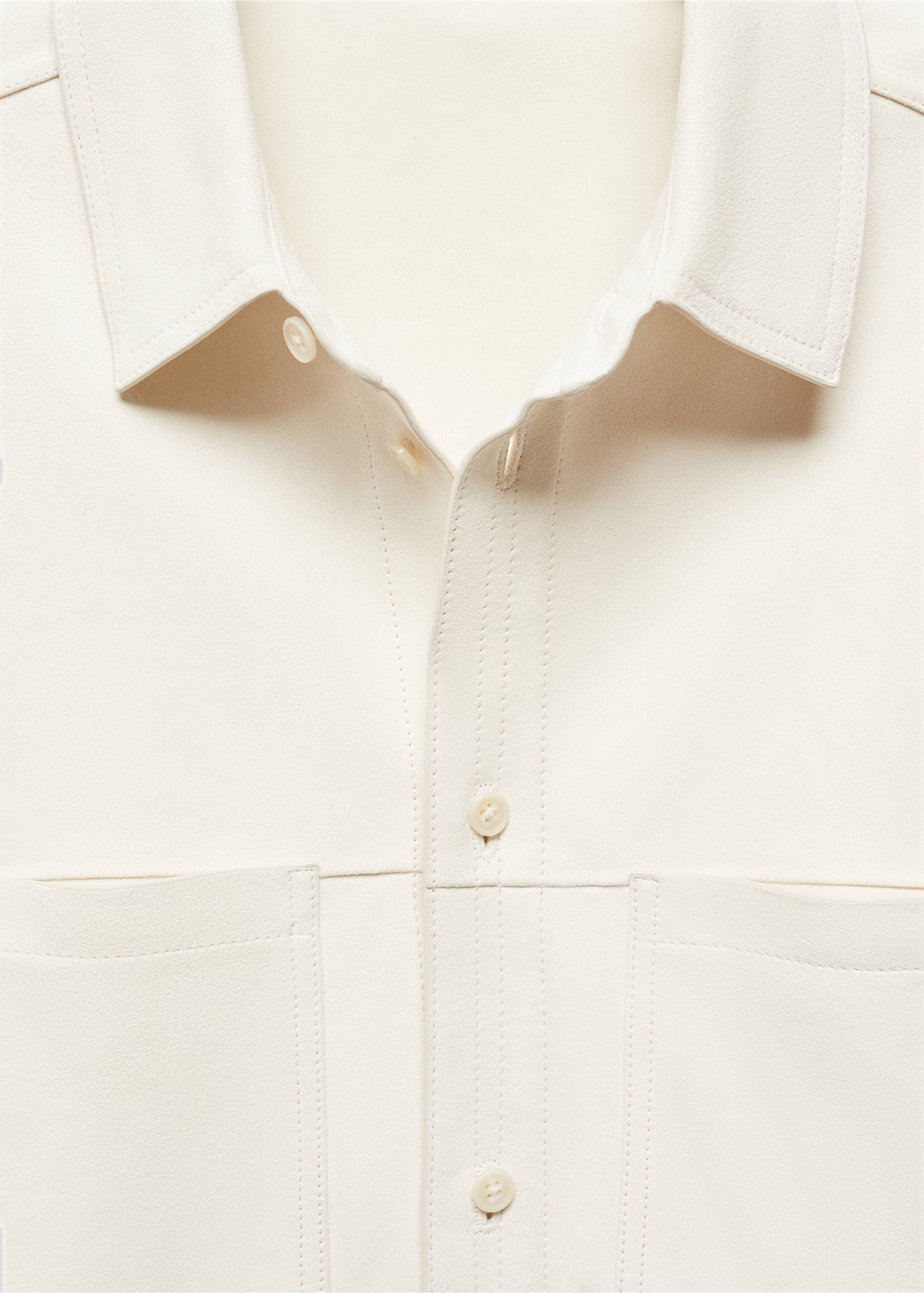 100% leather overshirt with pockets - Details of the article 8, Ecru. Ref: 67085137-00.