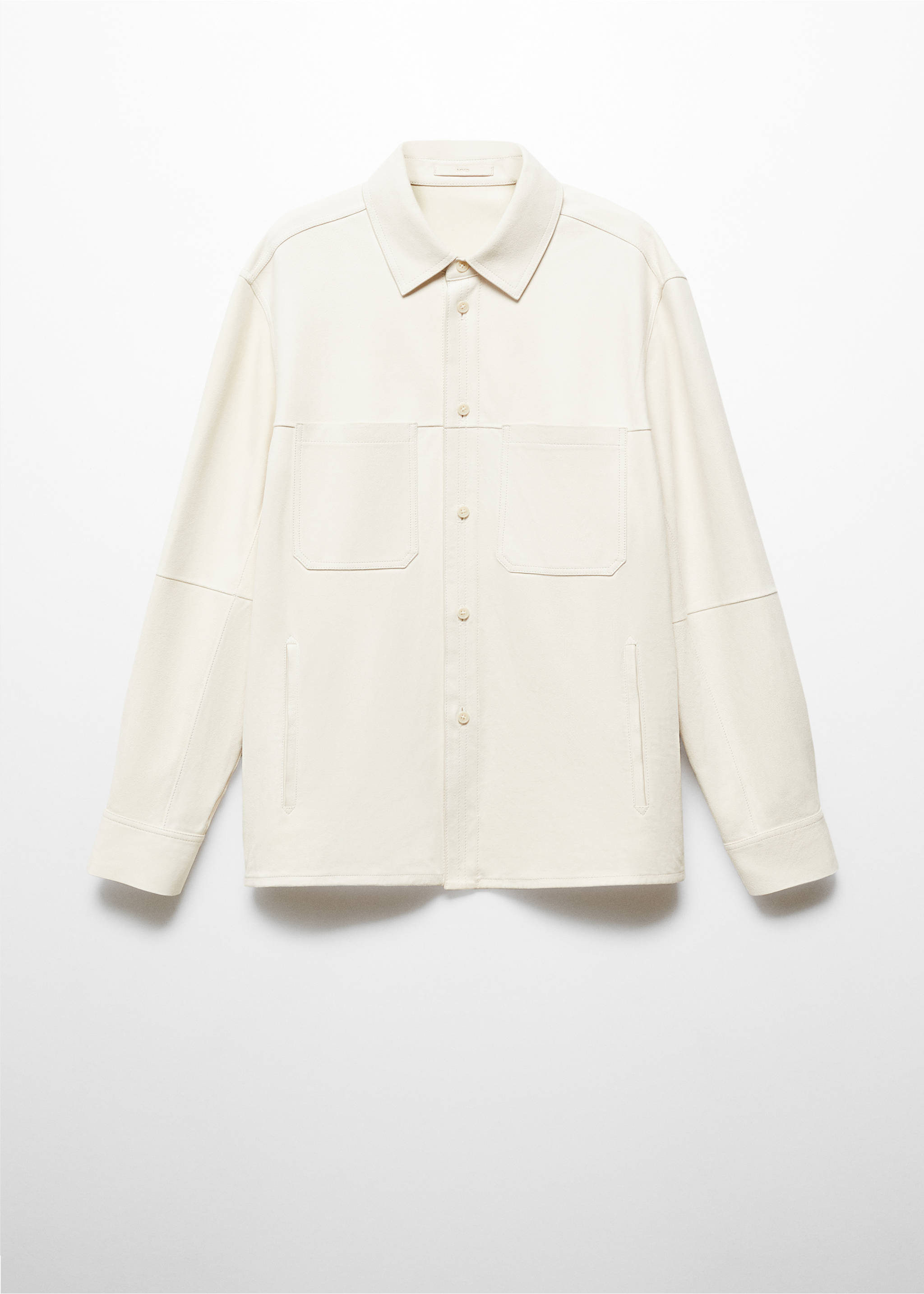 100% leather overshirt with pockets - Article without model, Ecru. Ref: 67085137-00.
