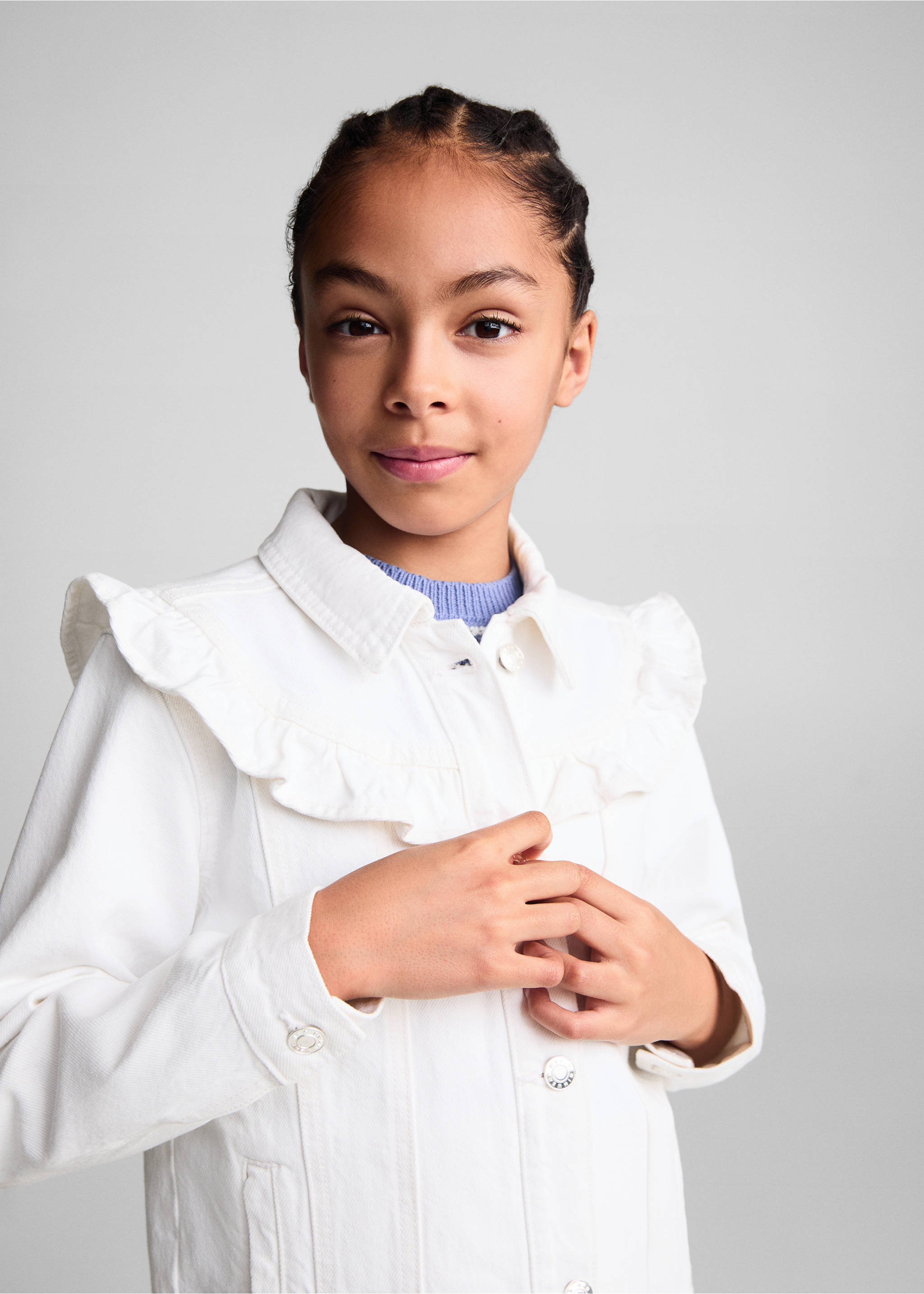 Cowgirl jacket with ruffles - Details of the article 1, White. Ref: 67085139-00.