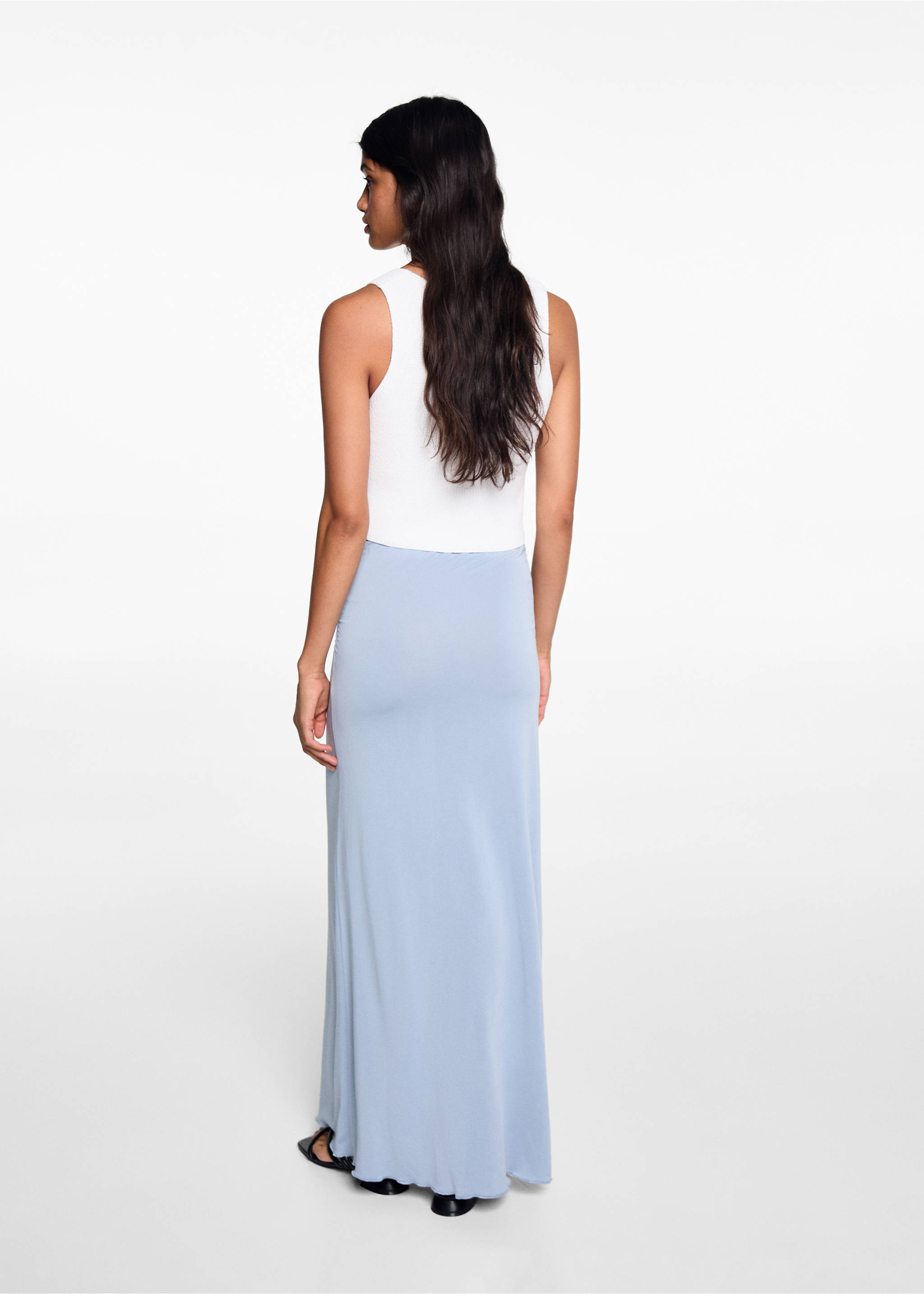 Fluid midi skirt - Reverse of the article, Sky Blue. Ref: 67085141-00.