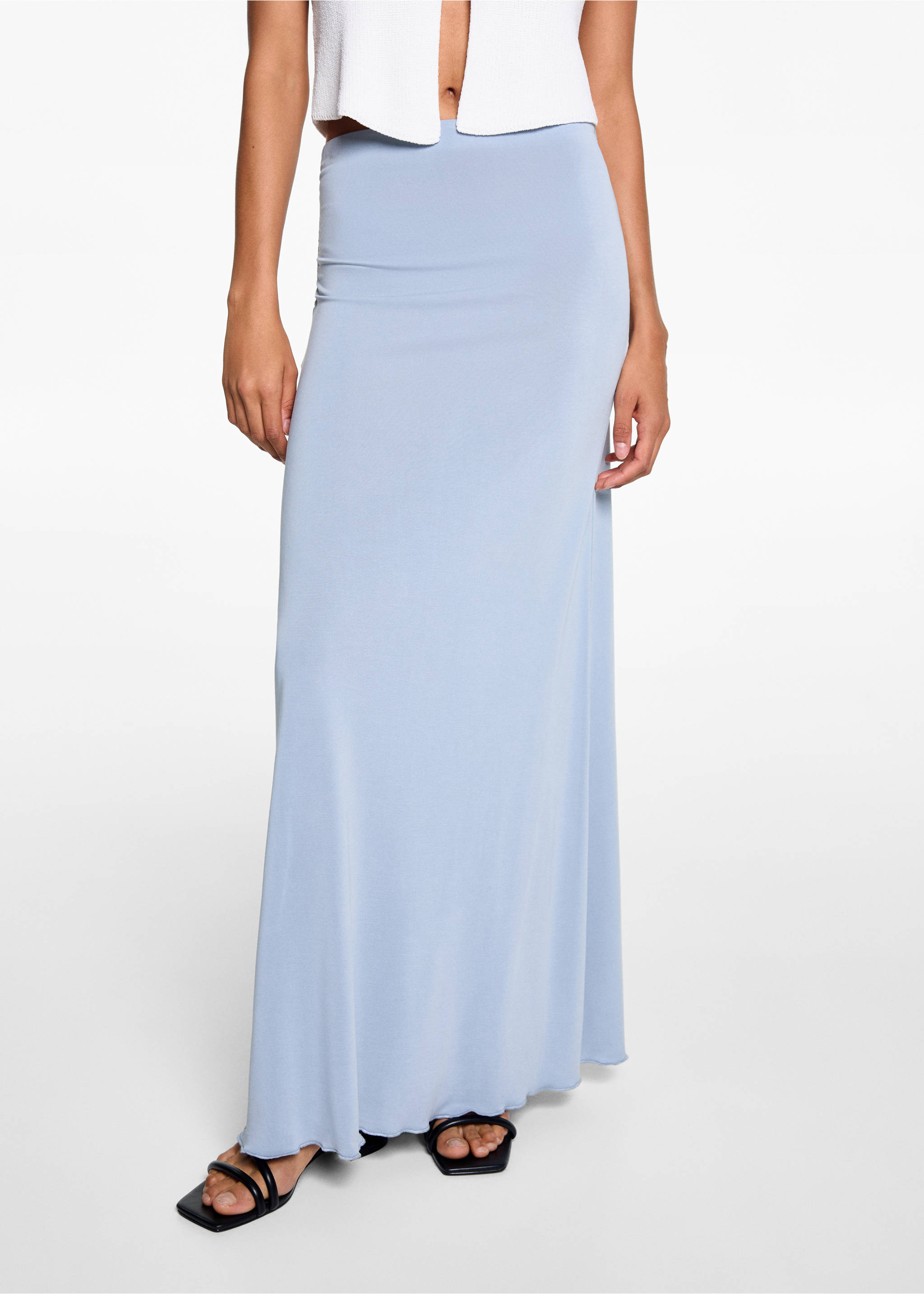 Fluid midi skirt - Details of the article 6, Sky Blue. Ref: 67085141-00.