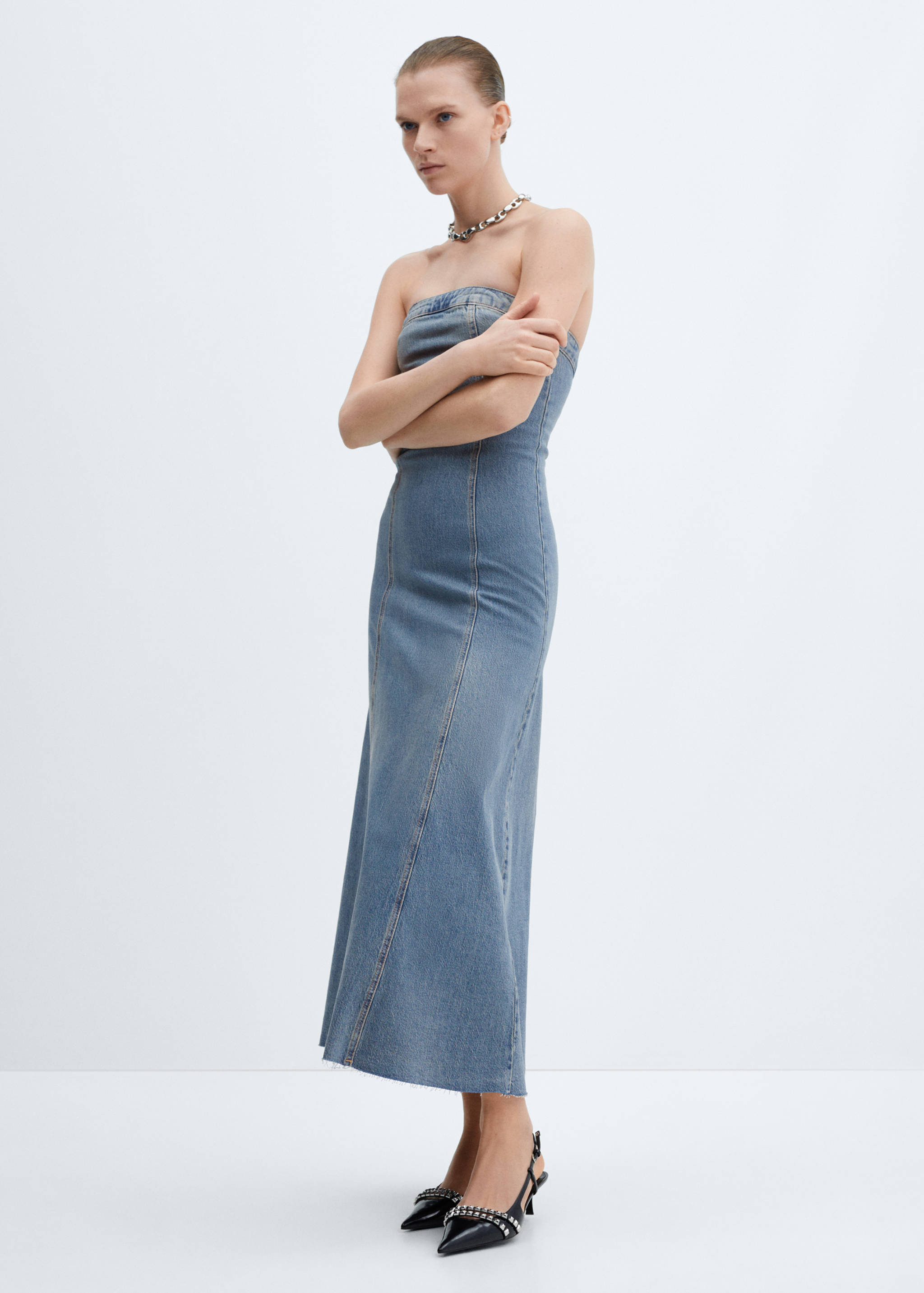 Strapless denim dress - General plane