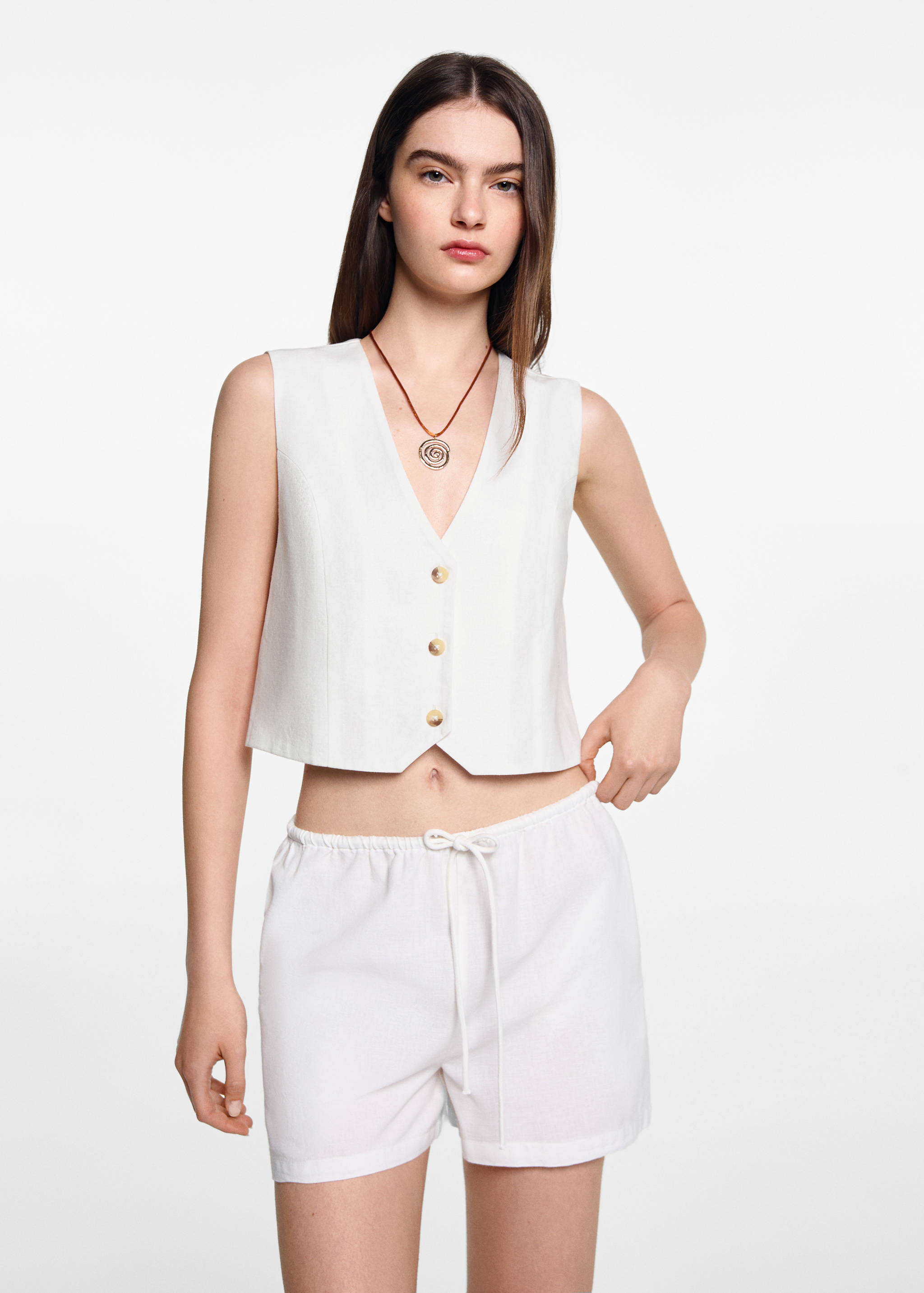 Linen waistcoat with buttons - Medium plane