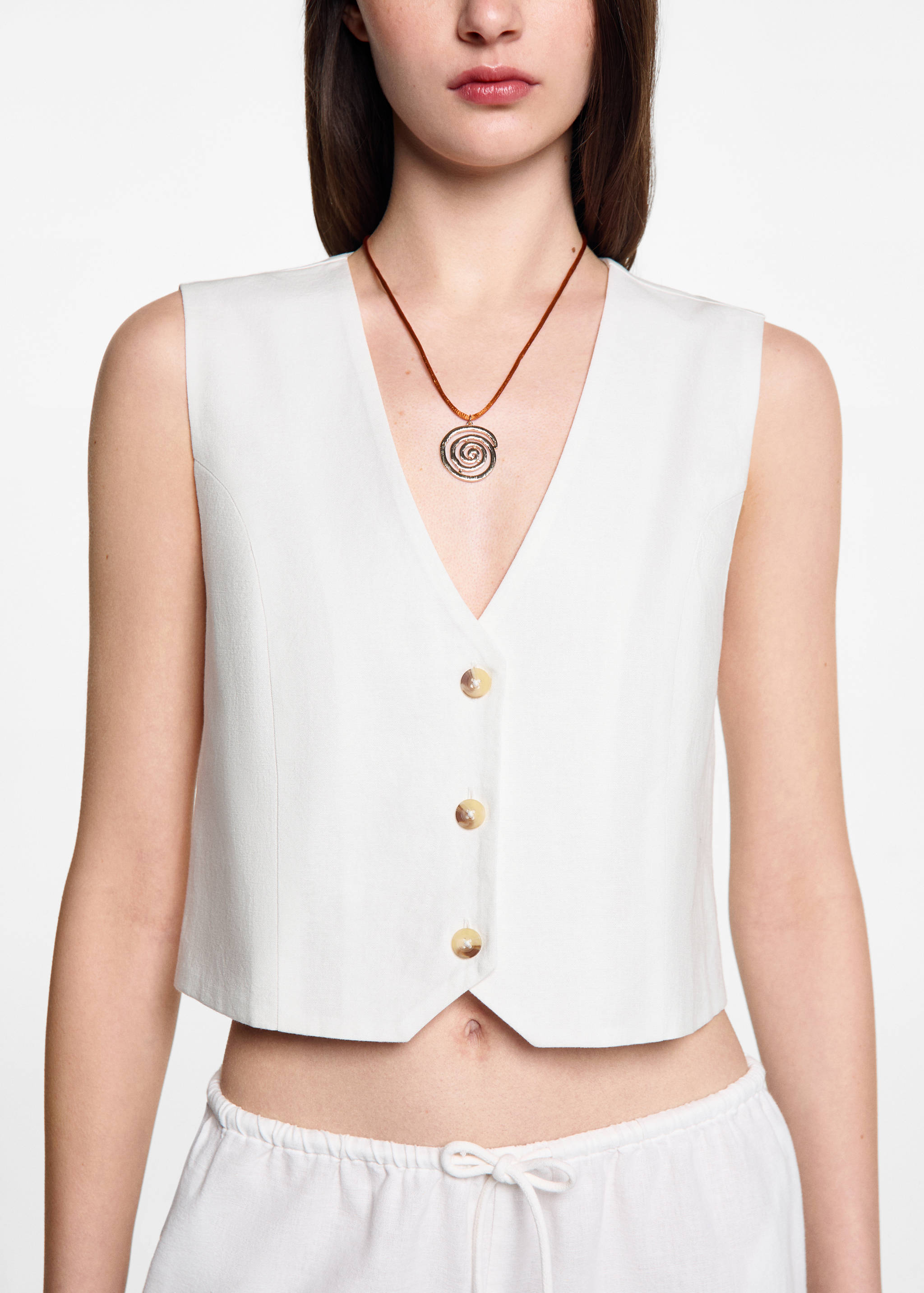 Linen waistcoat with buttons - Details of the article 6