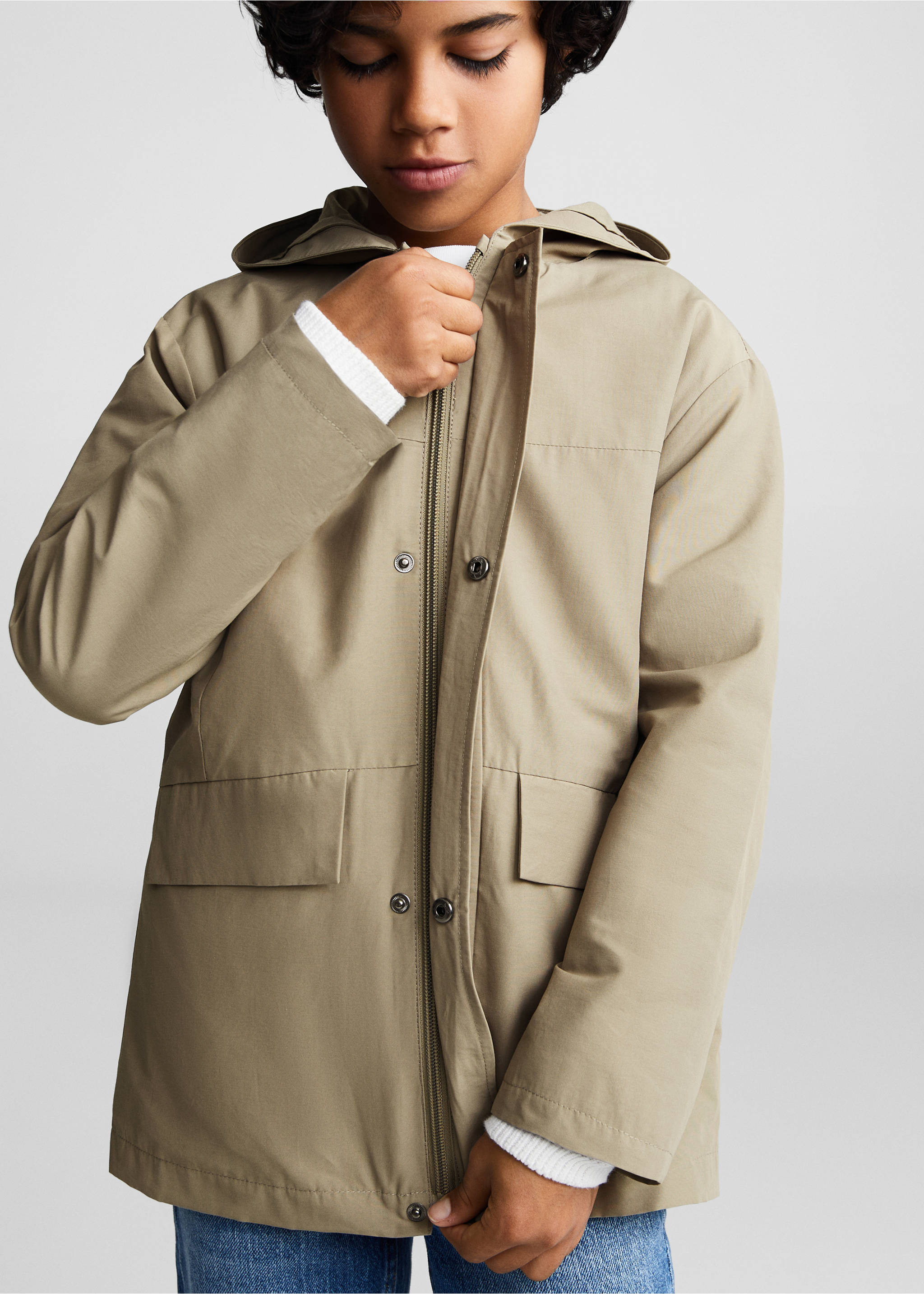 Hooded parka - Details of the article 1, Medium Brown. Ref: 67085732-00.