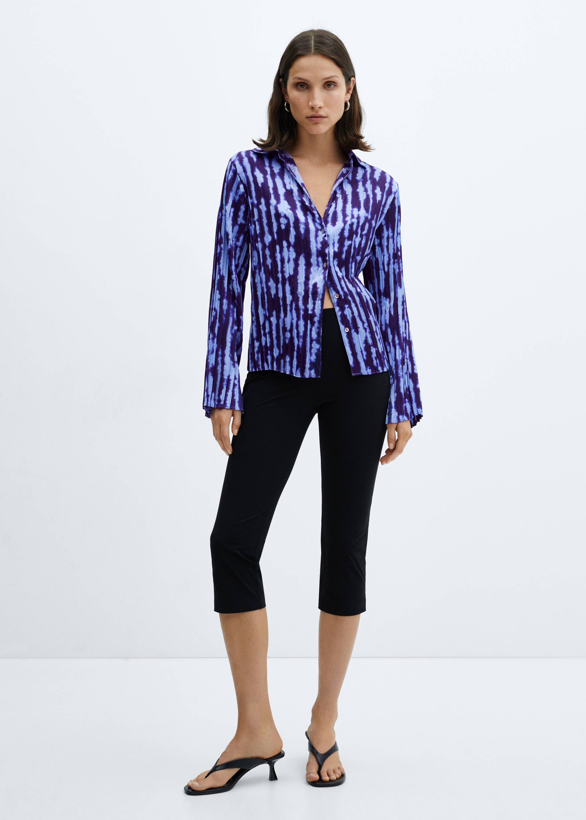 Mönstrad smockad skjorta - Allmän bild