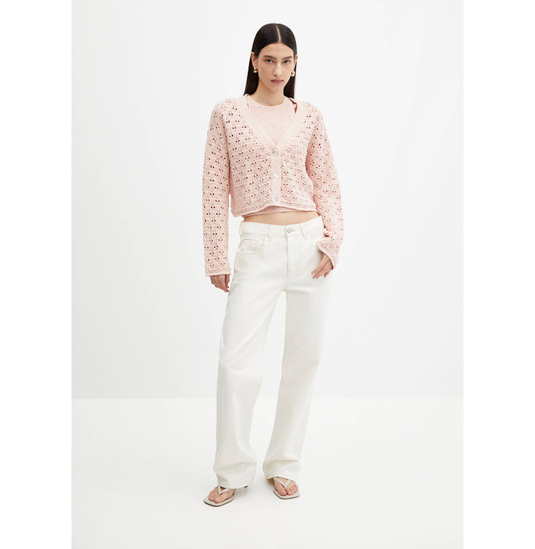 Cardigan de malha rendada - Plano geral