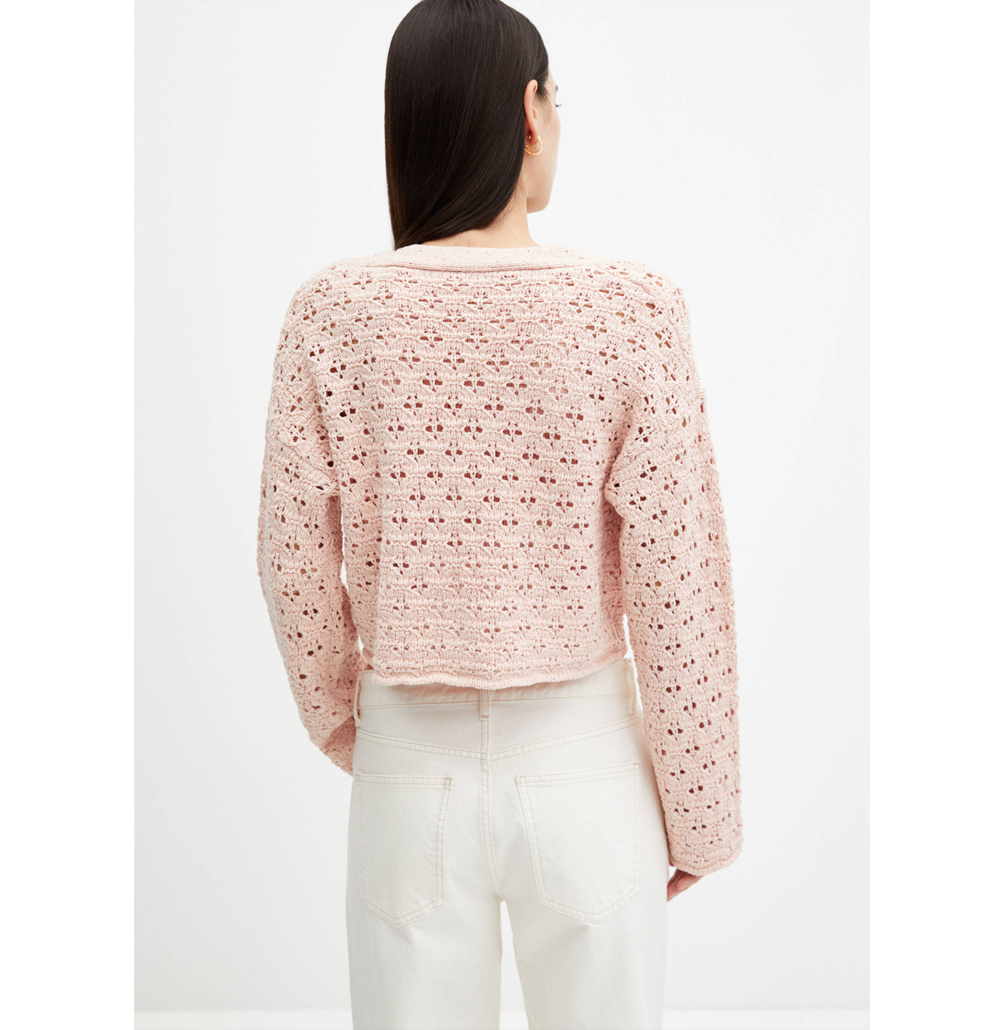 Cardigan de malha rendada - Verso do artigo