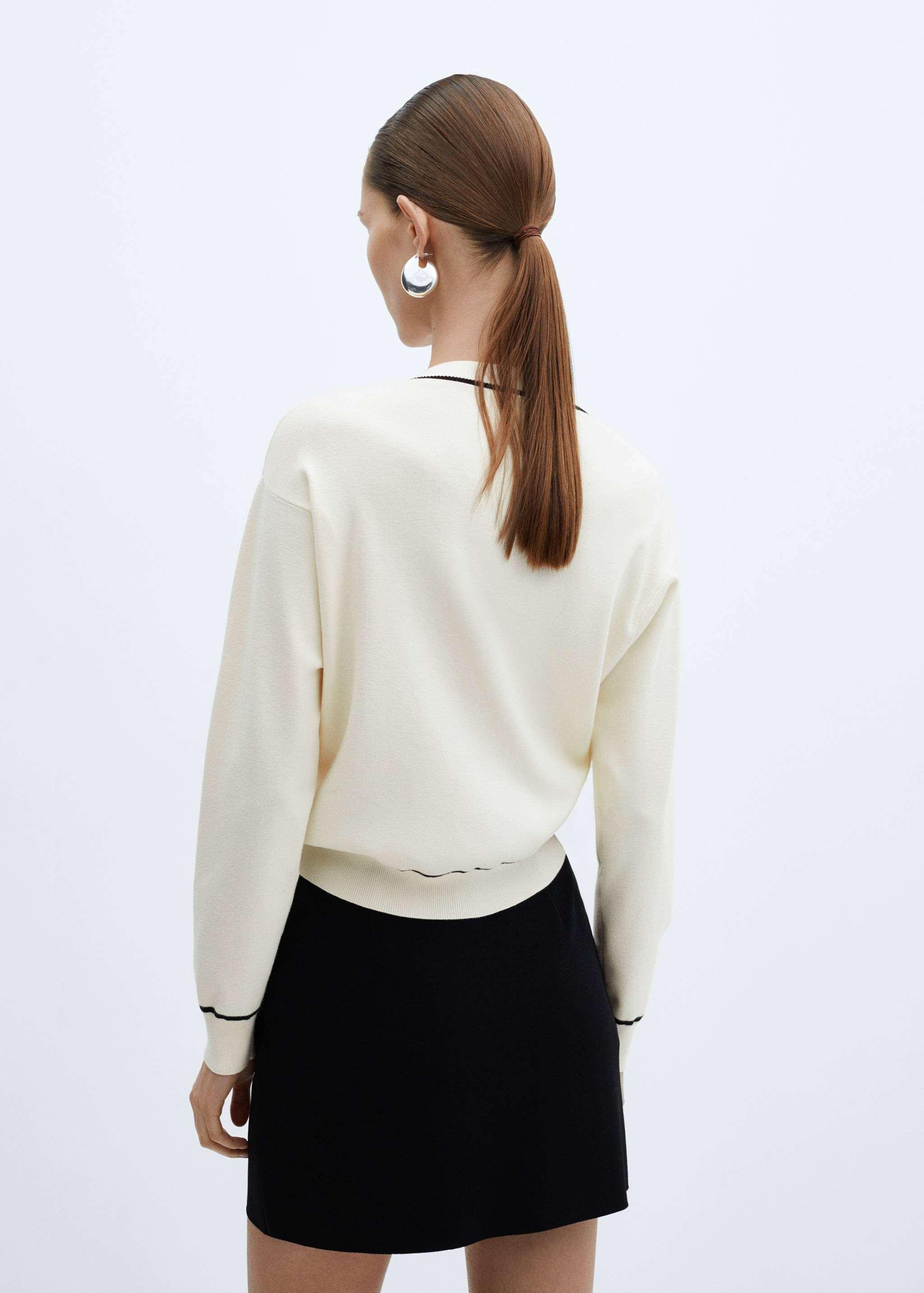 Contrast trims cardigan - Reverse of the article