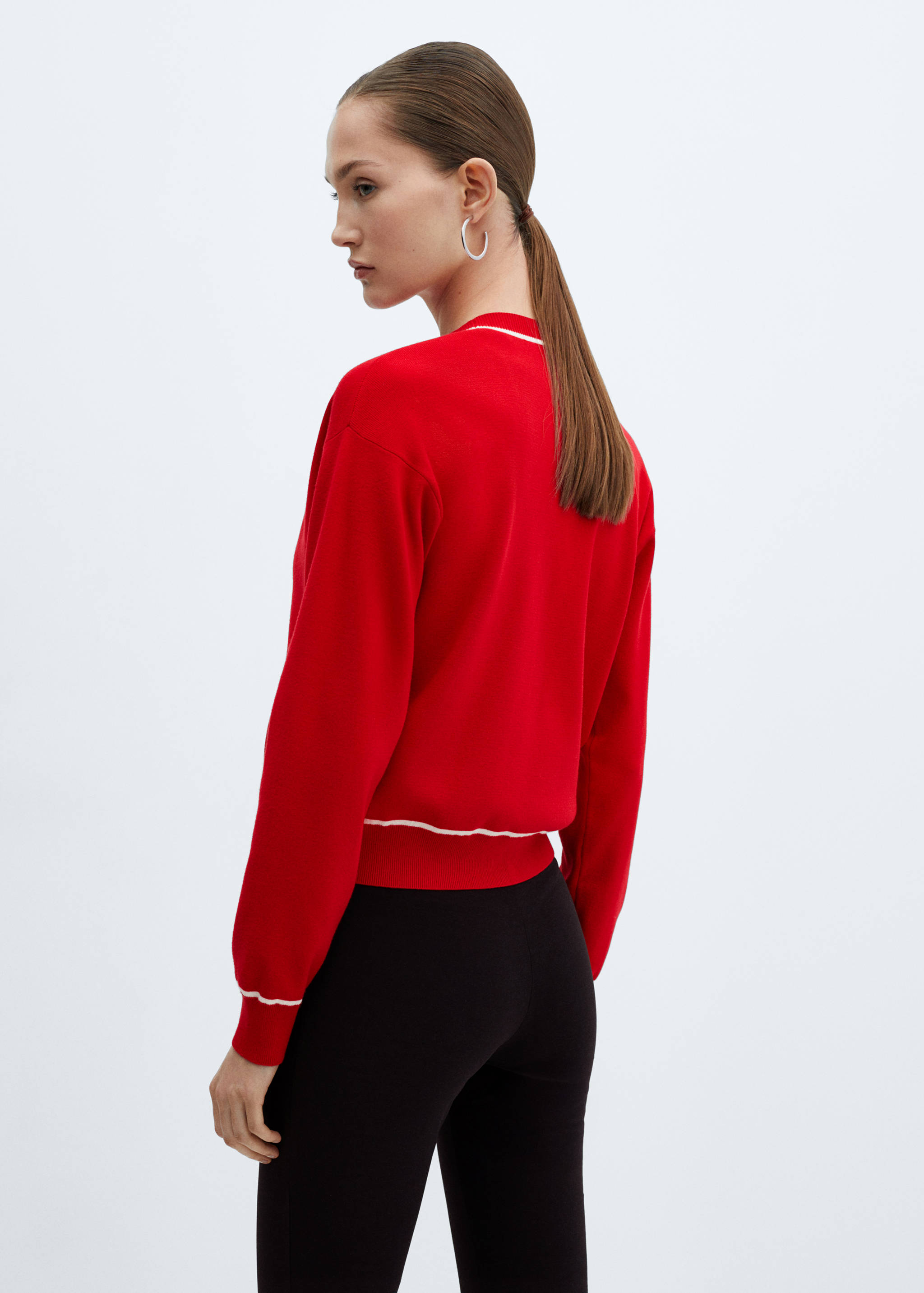 Contrast trims cardigan - Reverse of the article