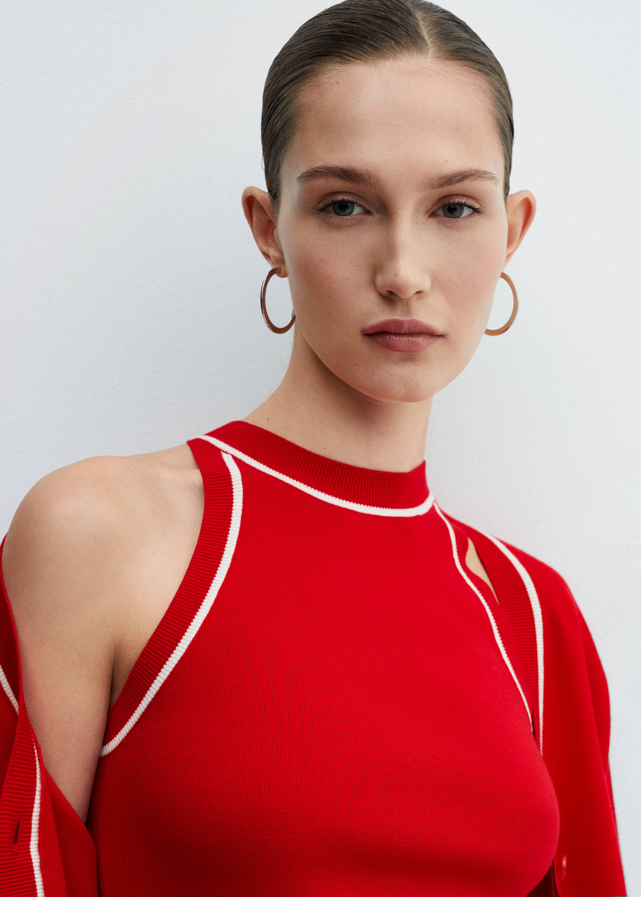 Contrast trims cardigan - Details of the article 1