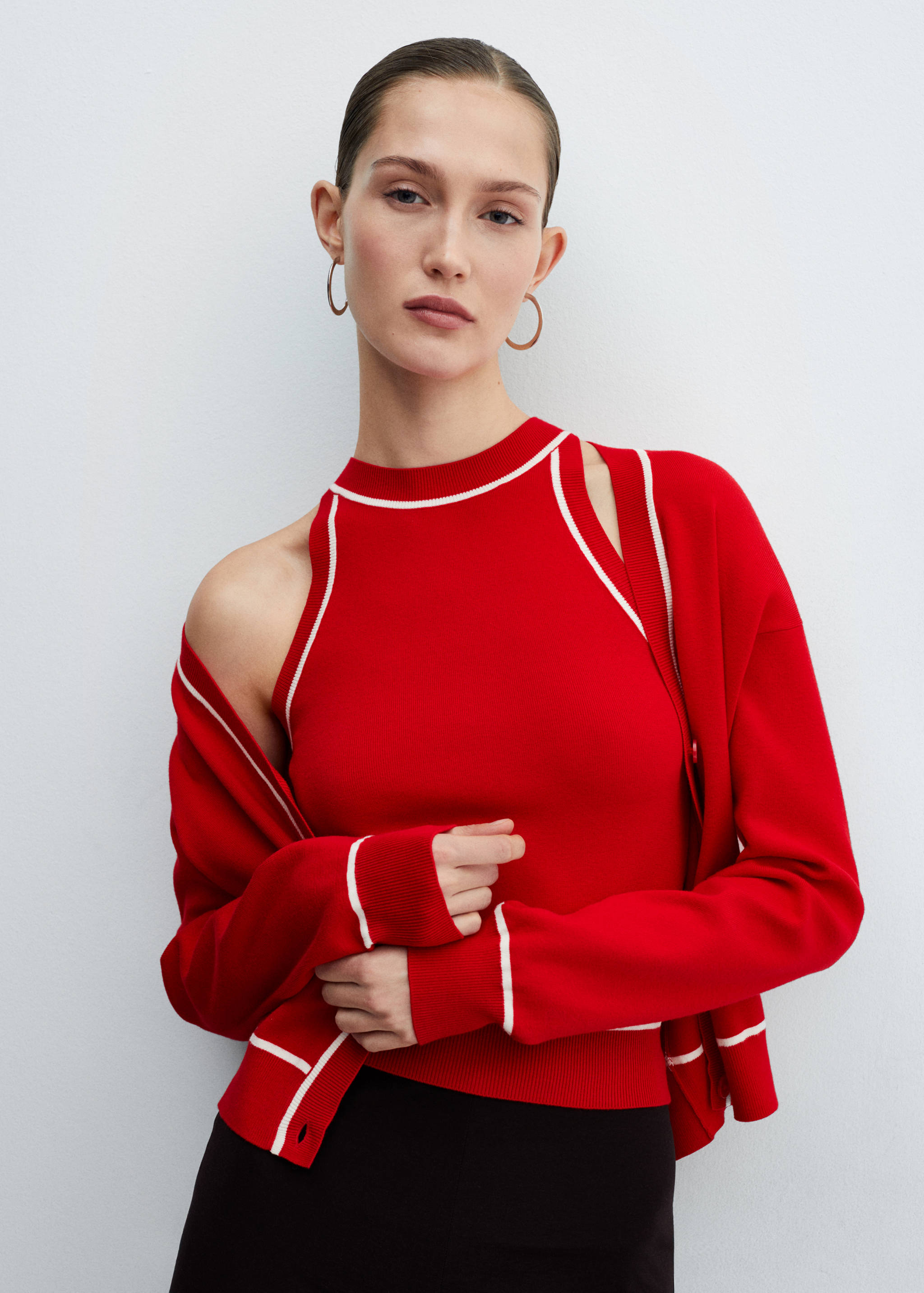 Contrast trims cardigan - Details of the article 2