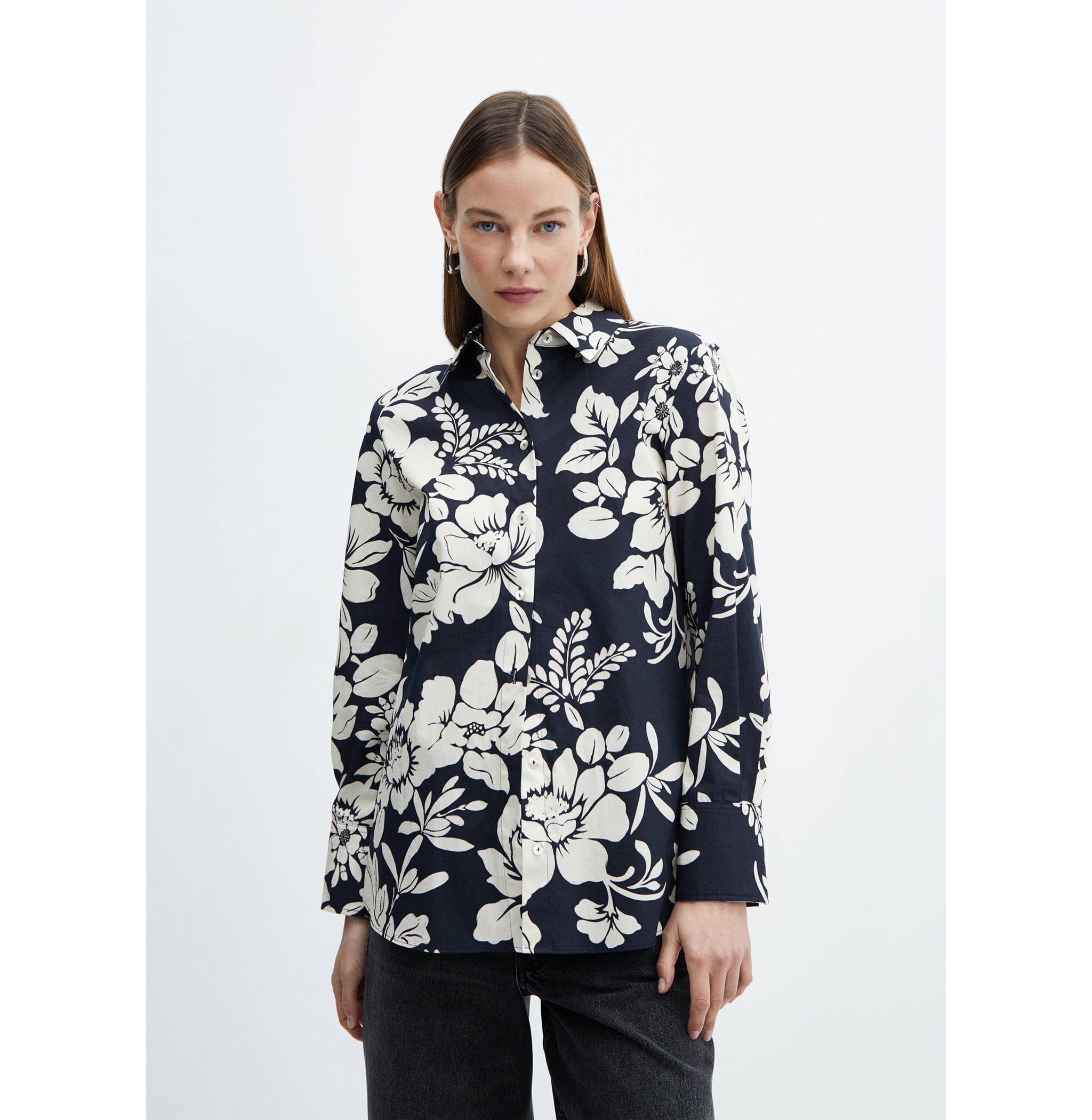 100% cotton floral-print shirt - Medium plane