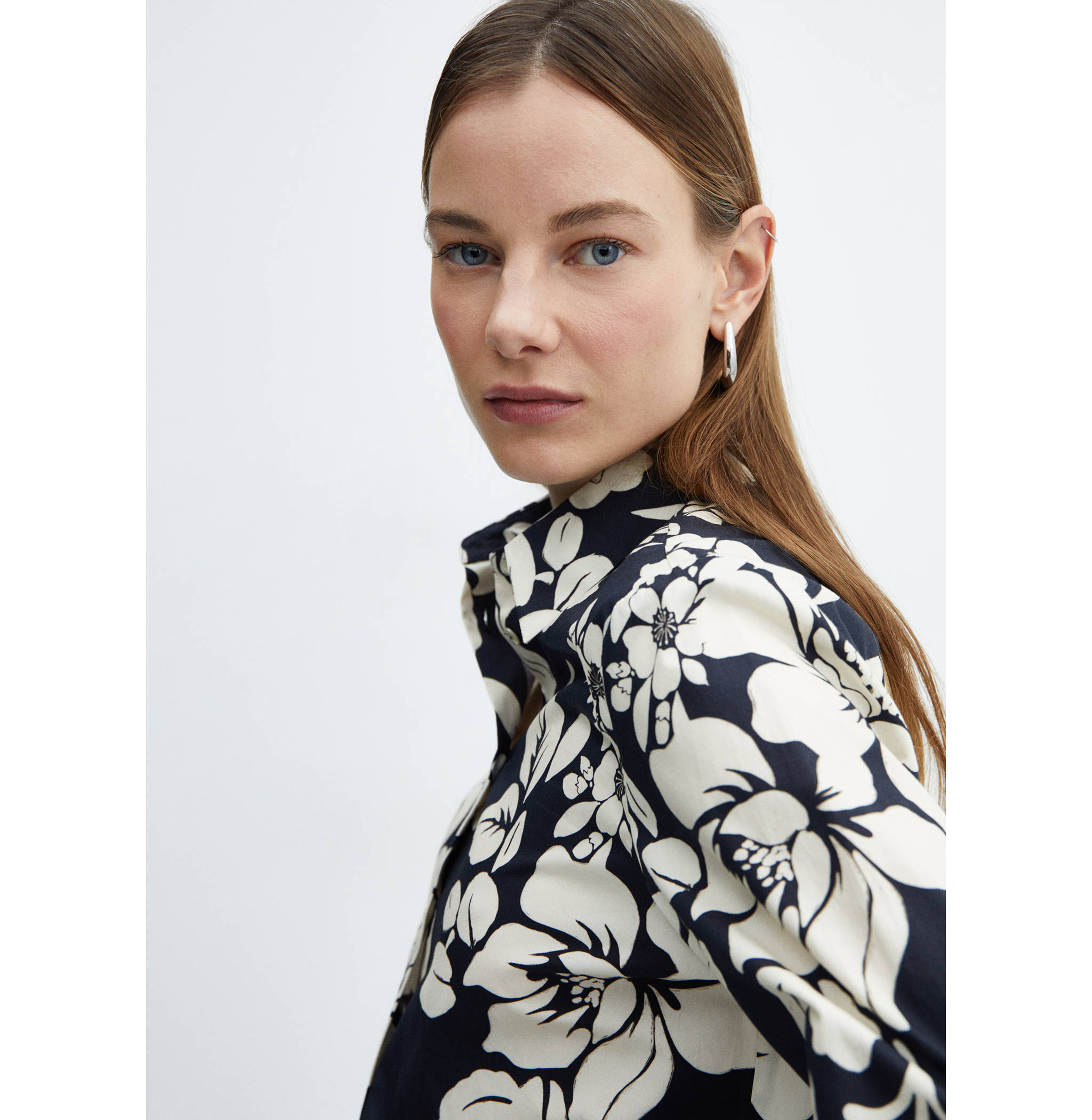 100% cotton floral-print shirt - Details of the article 1