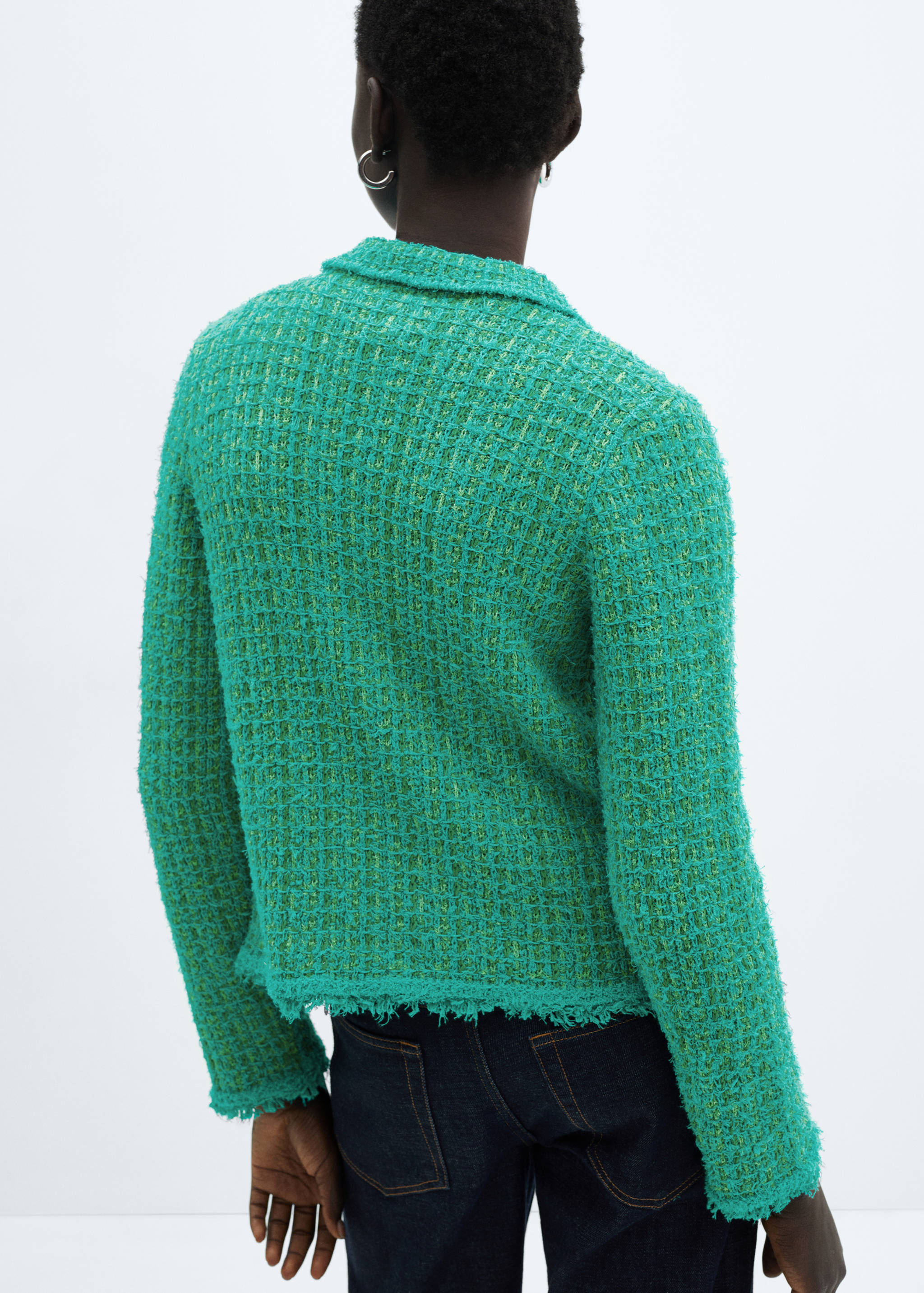 Polo-neck tweed cardigan - Reverse of the article