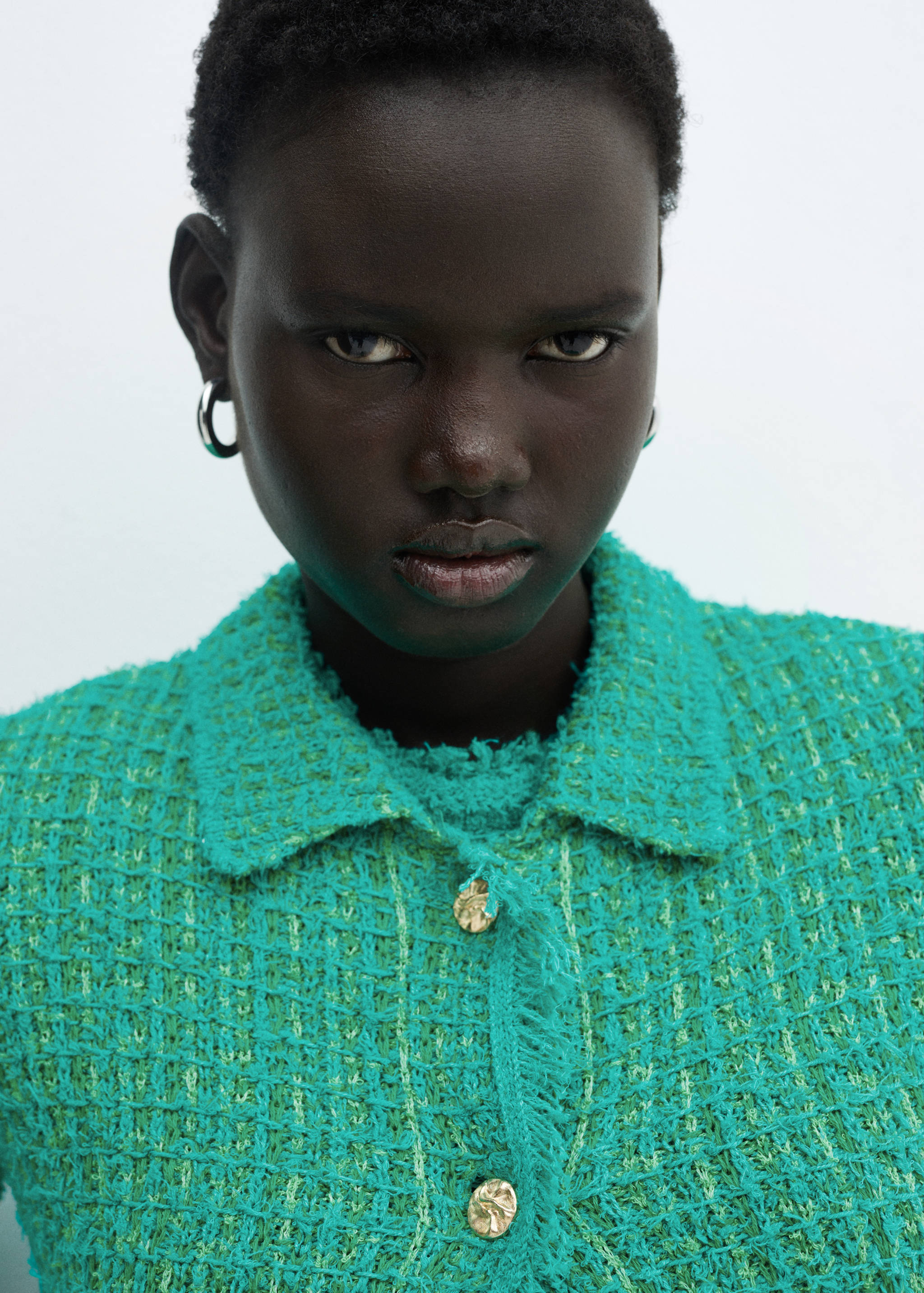 Polo-neck tweed cardigan - Details of the article 1