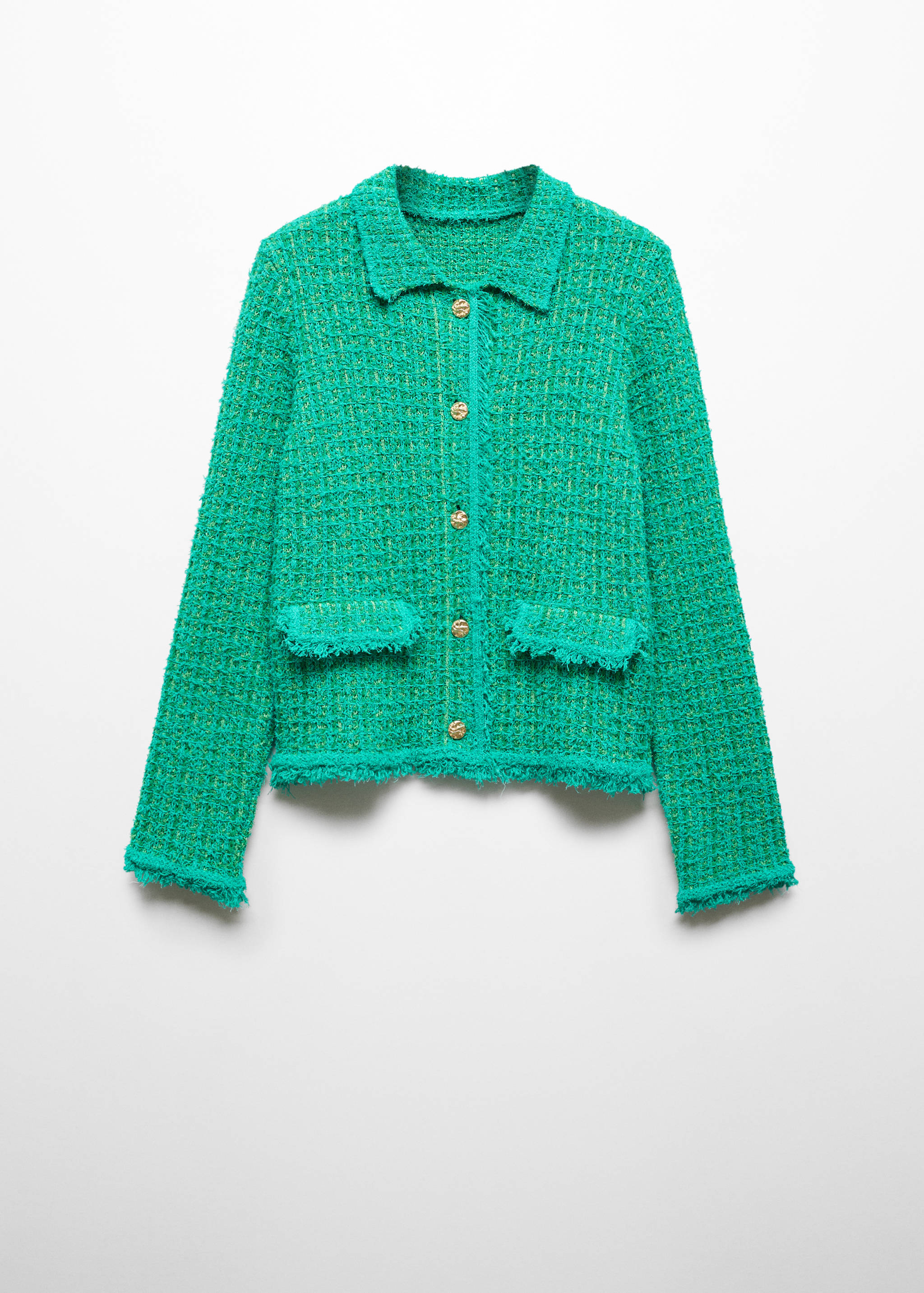 Polo-neck tweed cardigan - Article without model