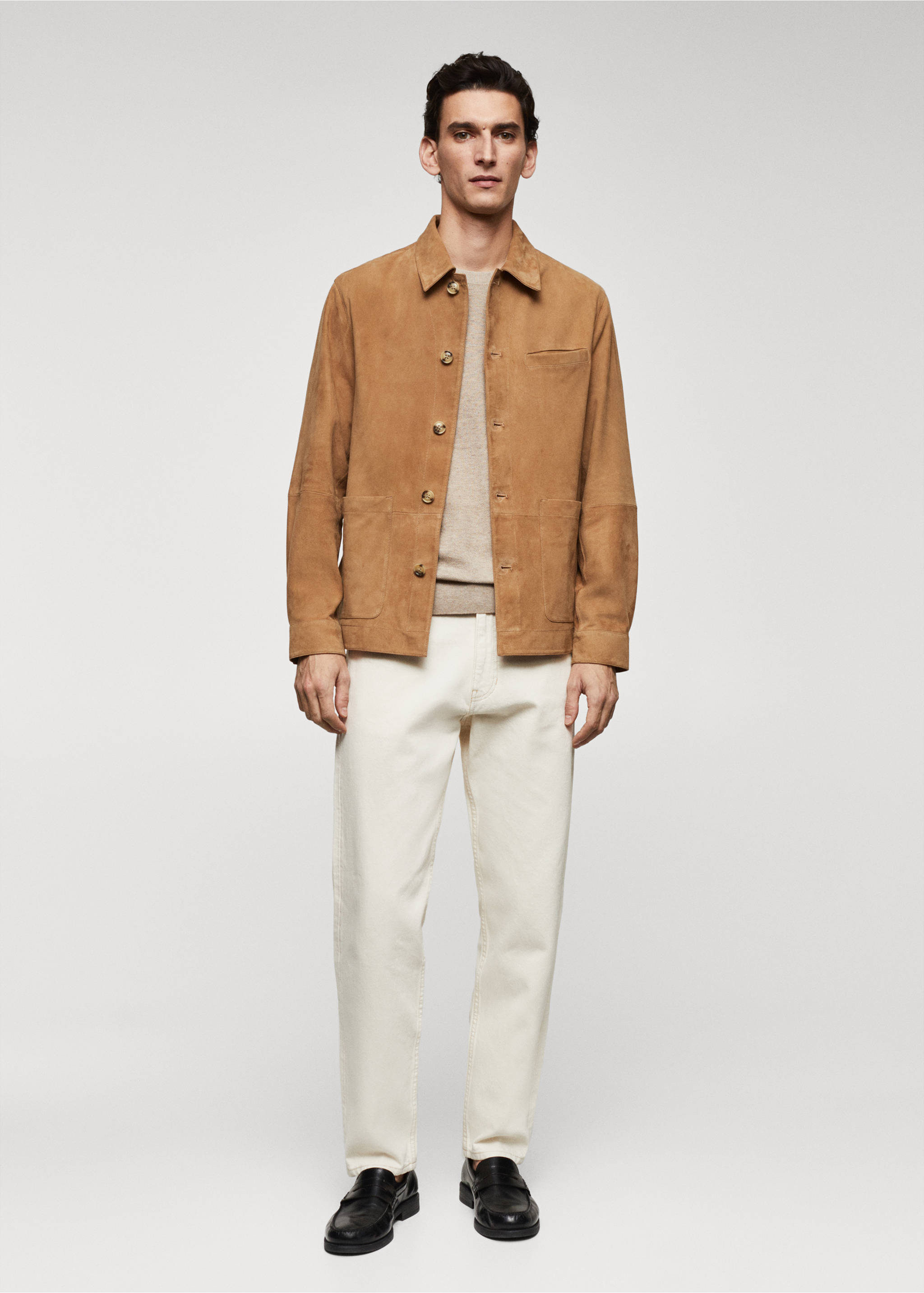 Wildleder-Overshirt mit Tasche - Allgemeine Ansicht, Mittelbraun. Ref: 67085978-00.
