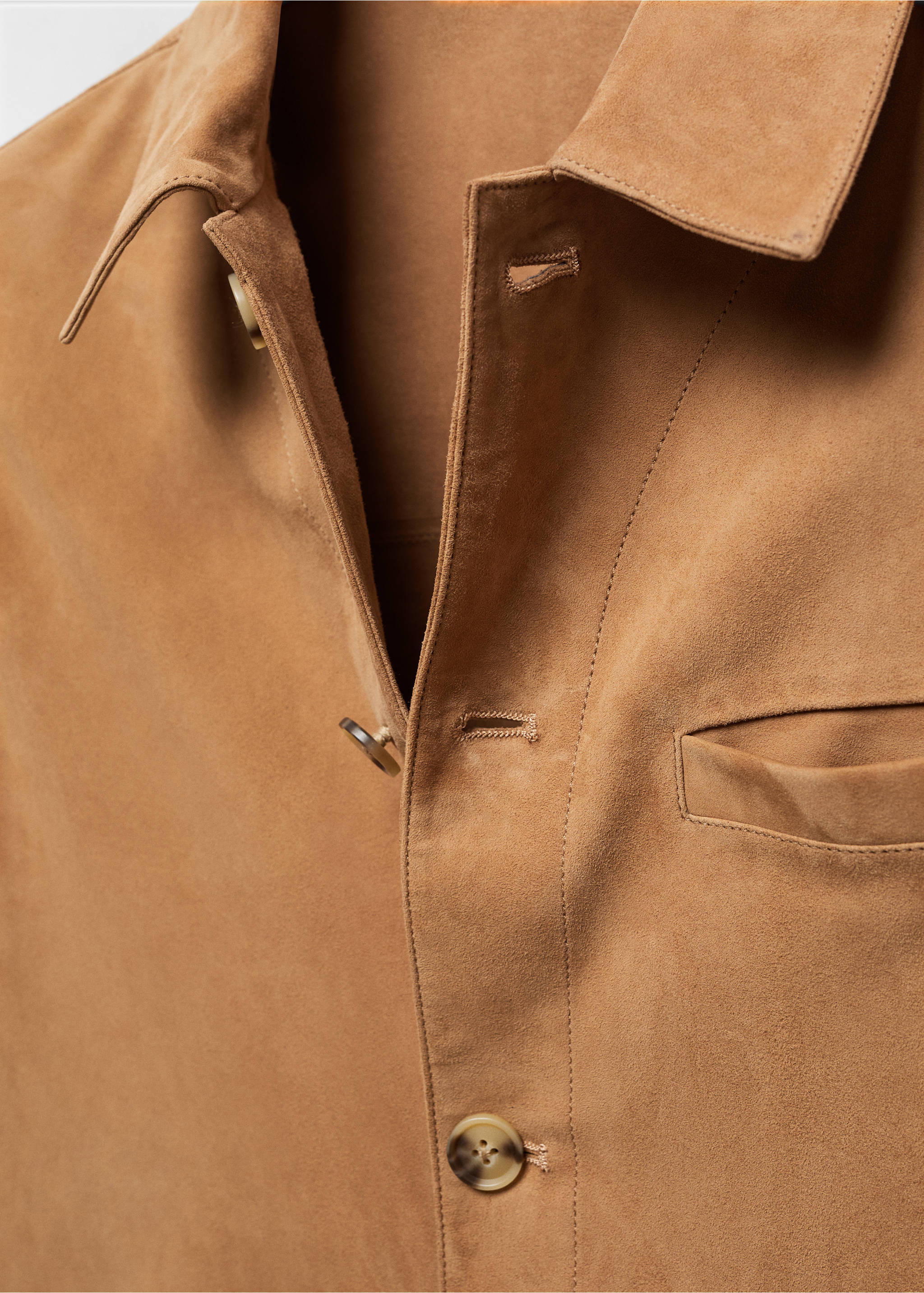 Wildleder-Overshirt mit Tasche - Detail des Artikels 8, Mittelbraun. Ref: 67085978-00.