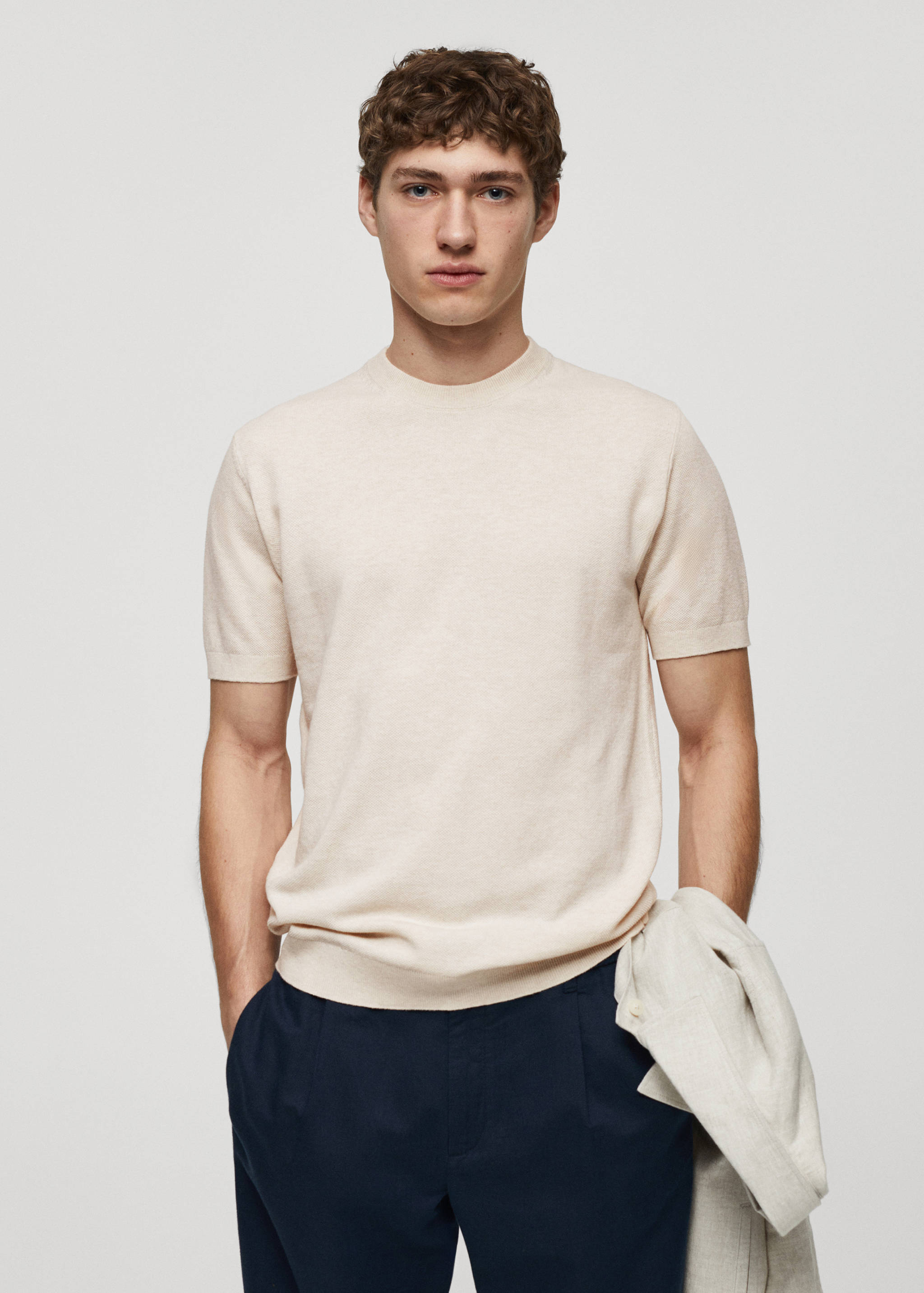 T-shirt maille coton structuré - Plan moyen