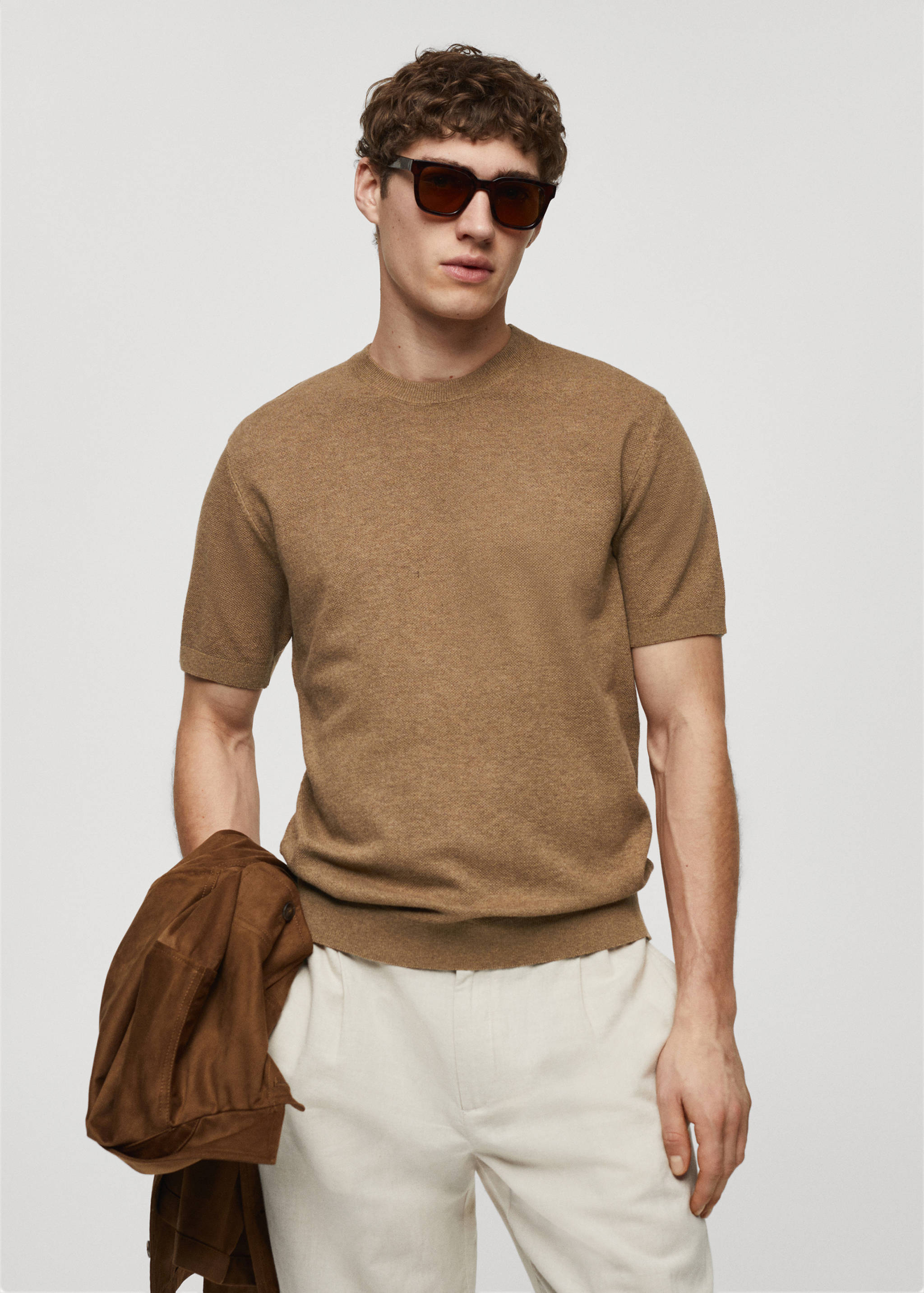 T-shirt maille coton structuré - Plan moyen