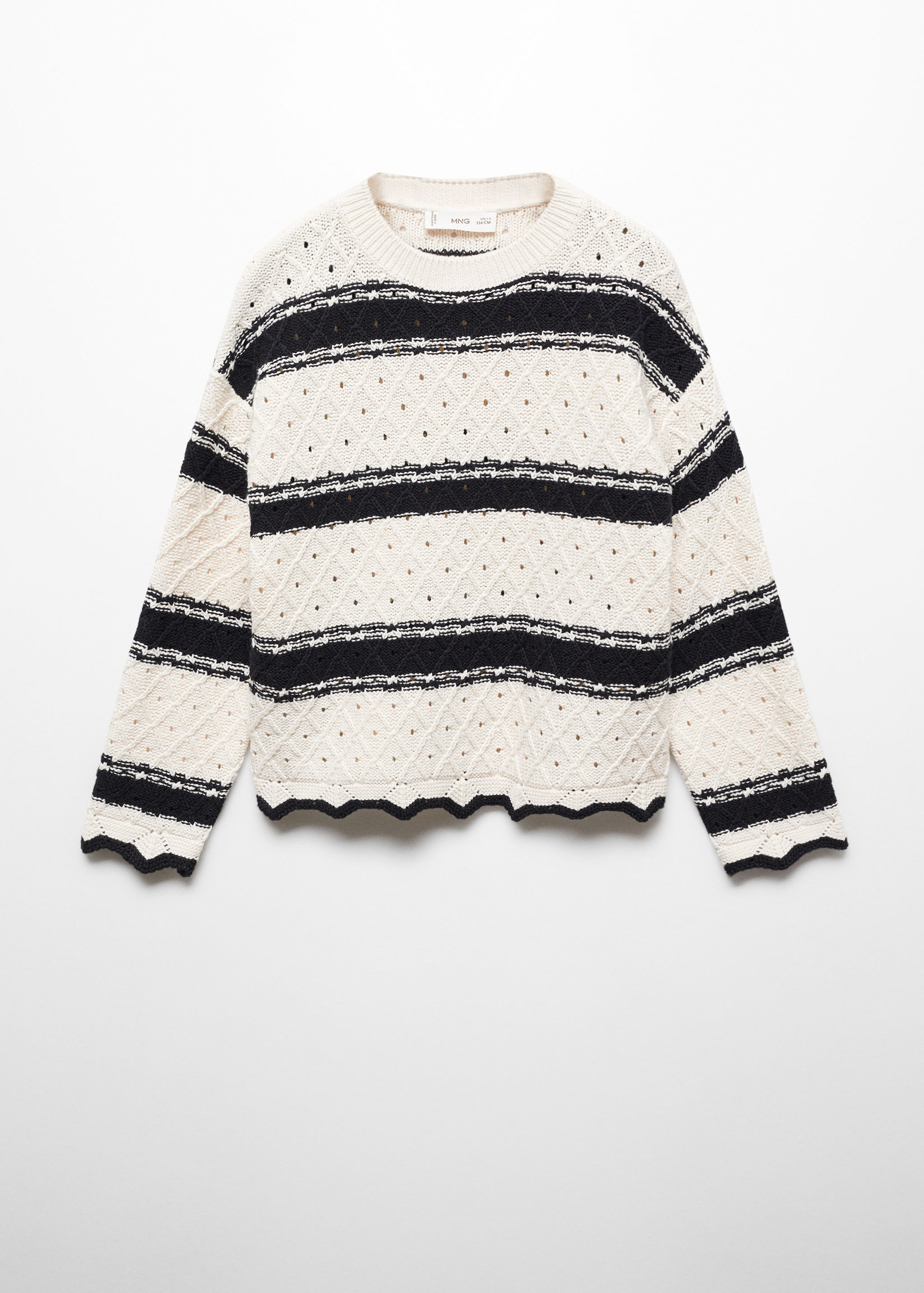 Striped openwork knit sweater - Article without model