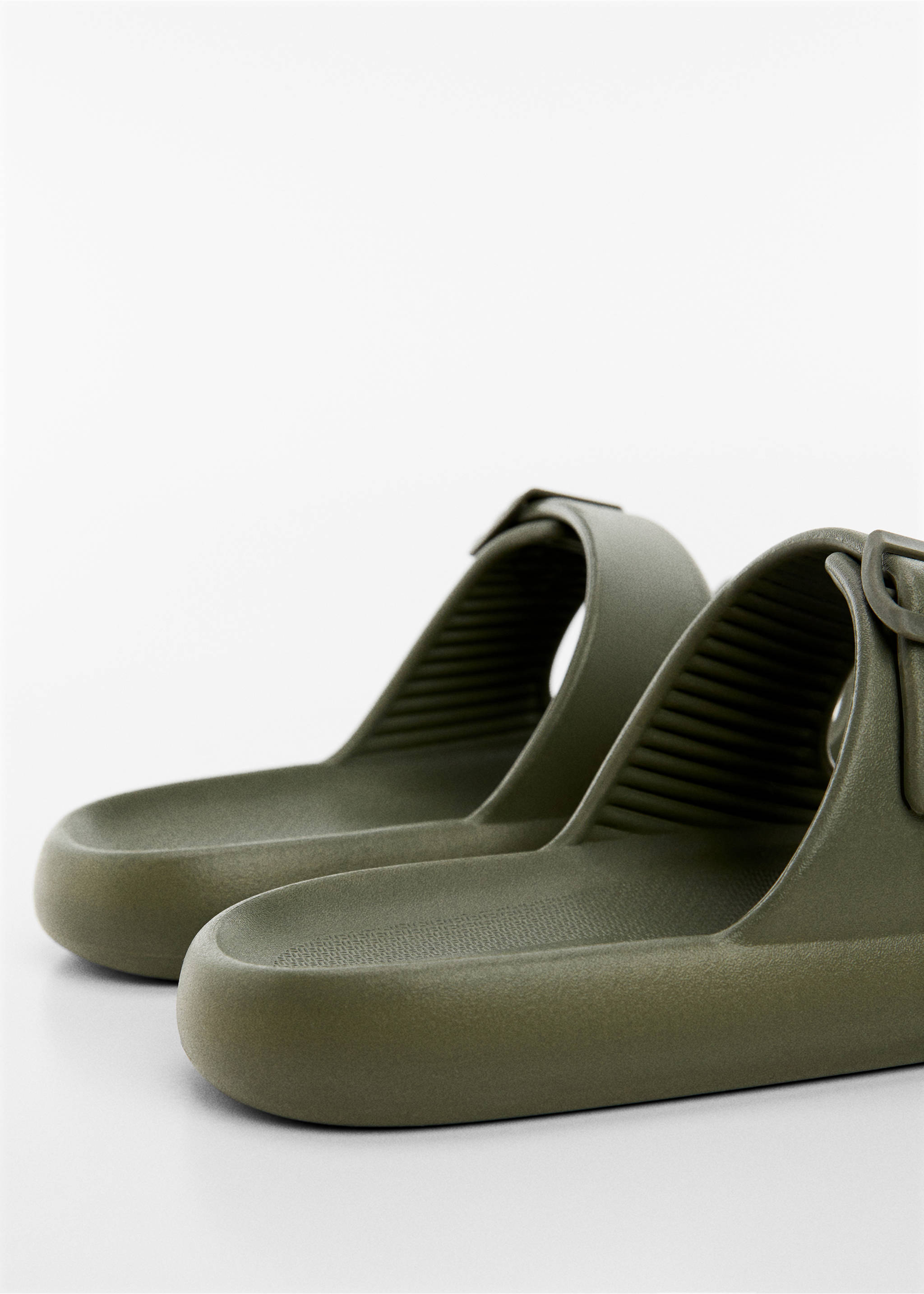Double-buckle rubber sandals - Details of the article 1, Khaki. Ref: 67086000-00.