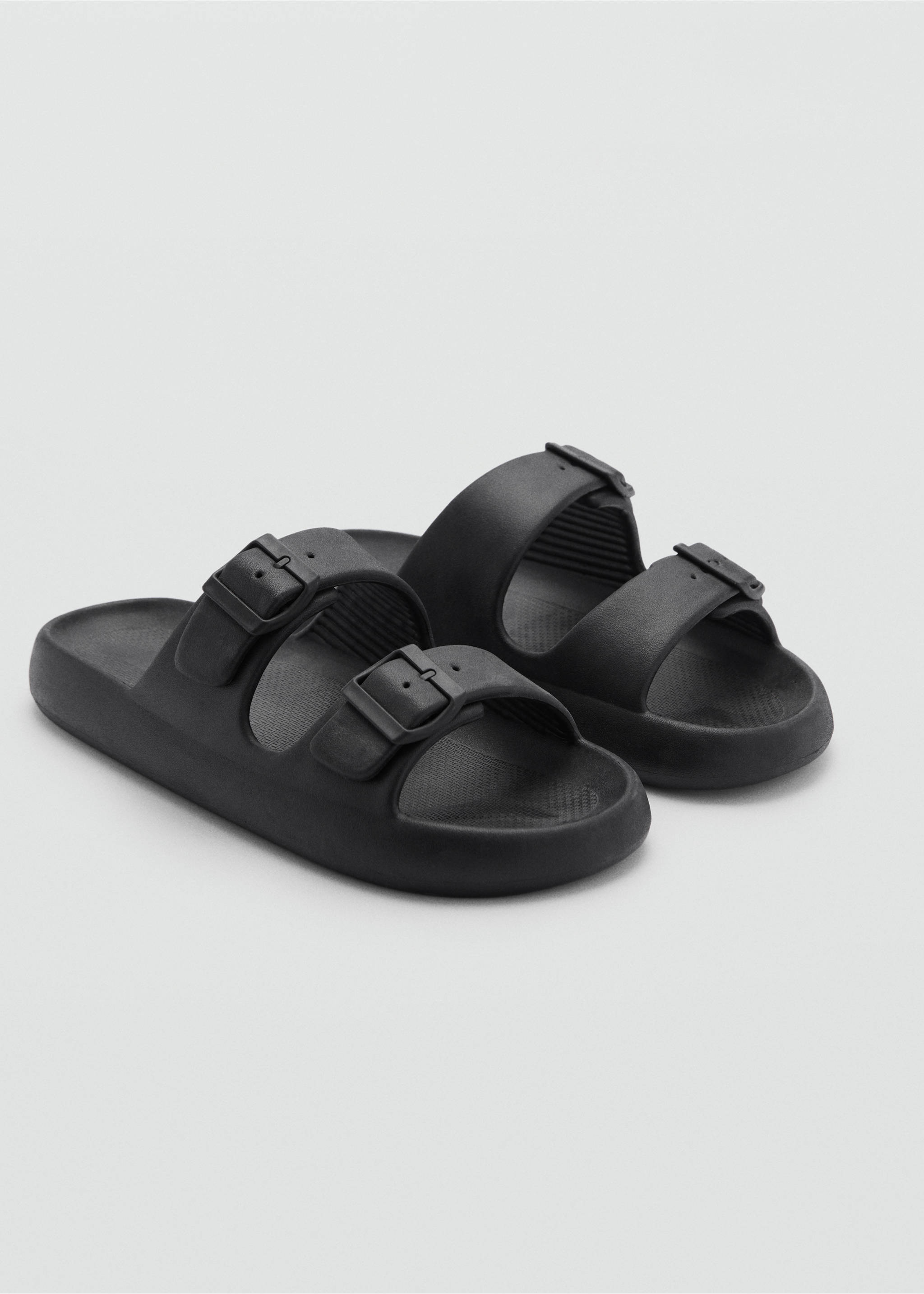 Double-buckle rubber sandals - Medium plane, Black. Ref: 67086000-00.
