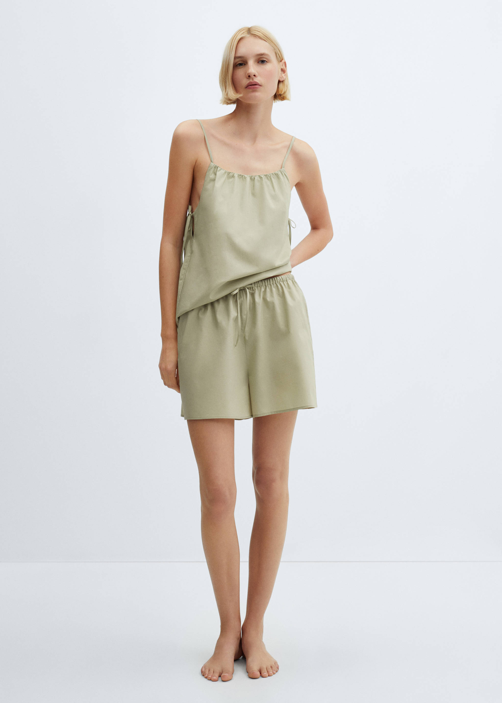 Cotton pyjama shorts with elastic waist - General plane