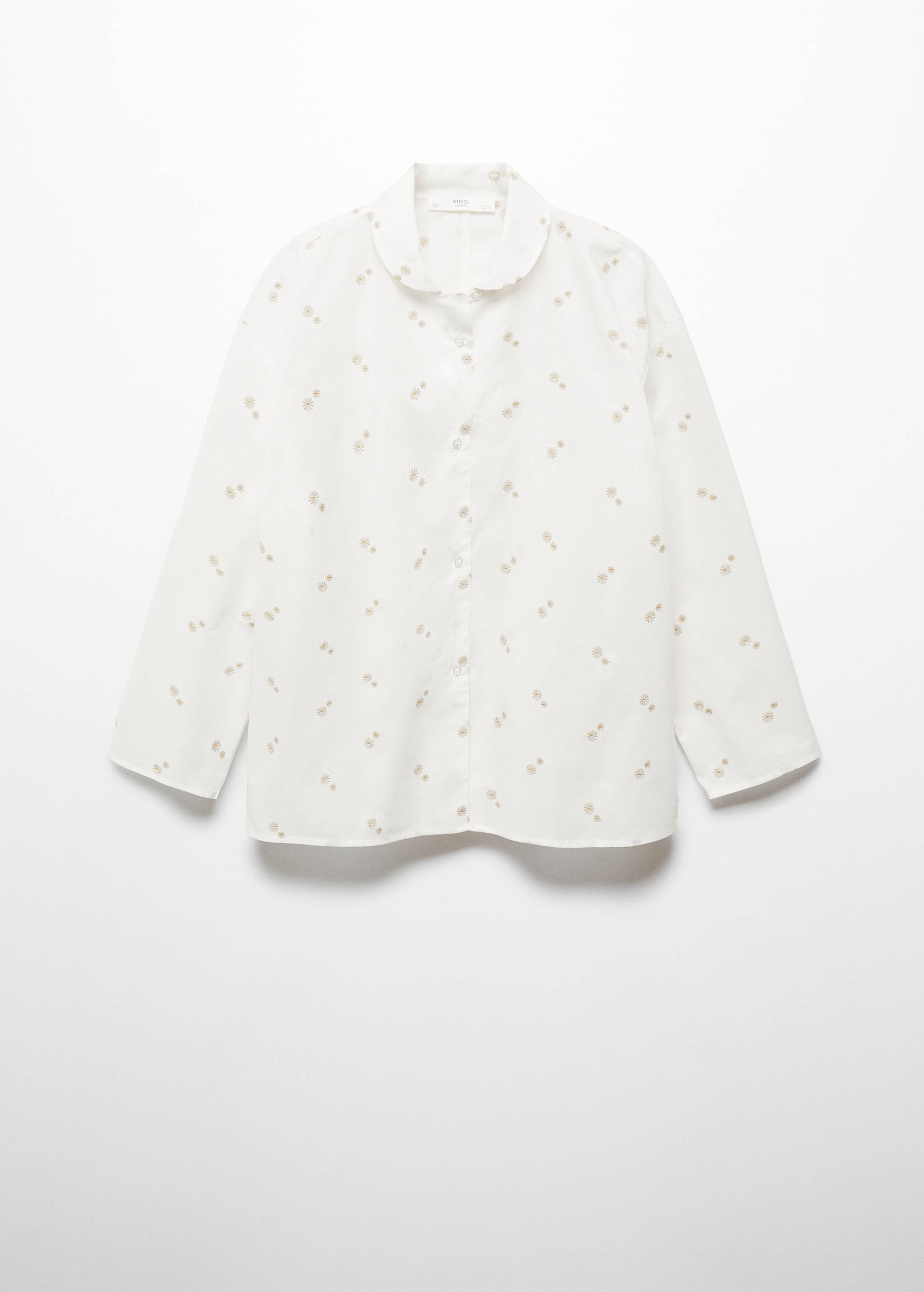 Floral embroidered cotton pyjama shirt - Article without model