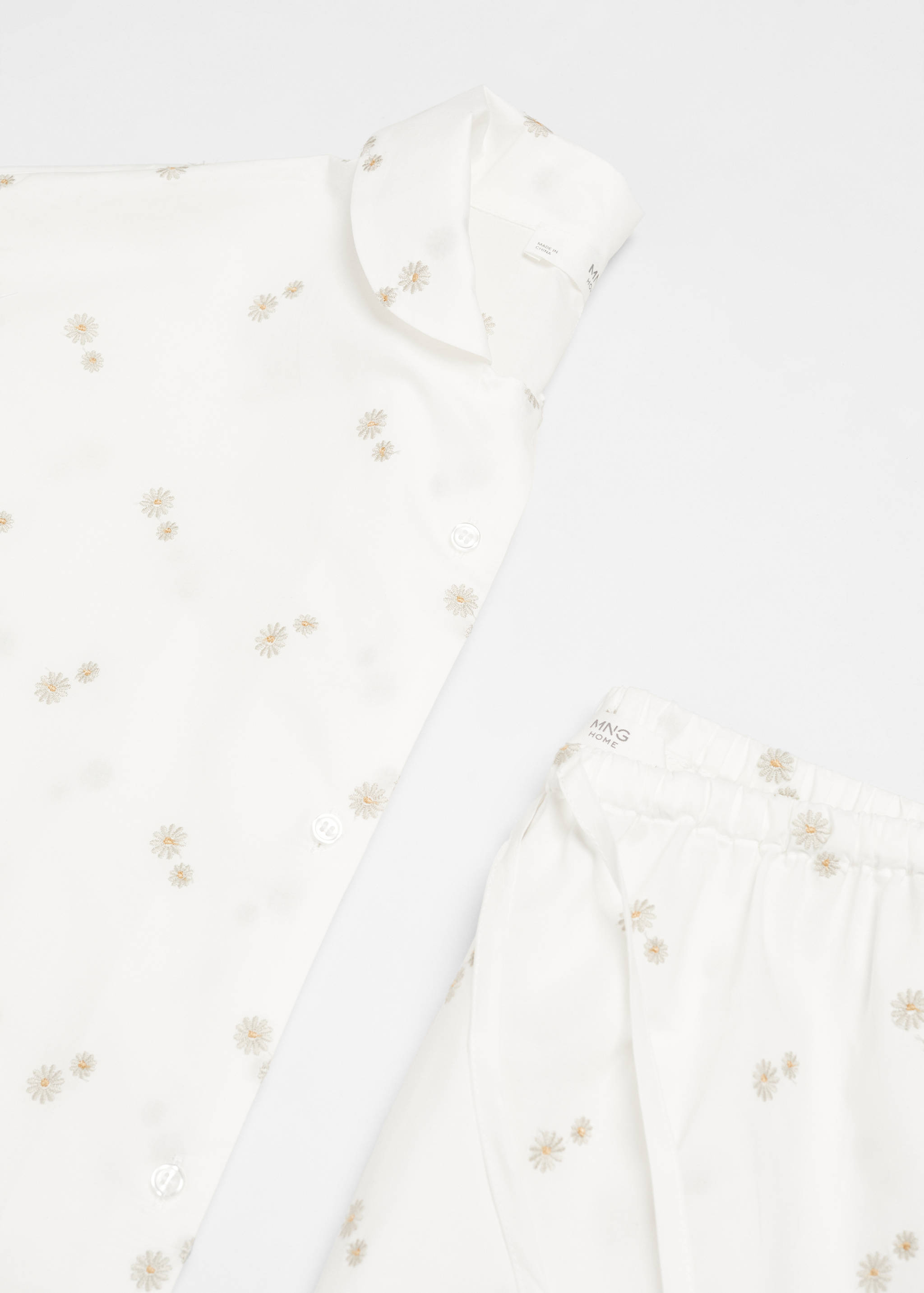 Floral embroidered cotton pyjama shirt - Details of the article 8