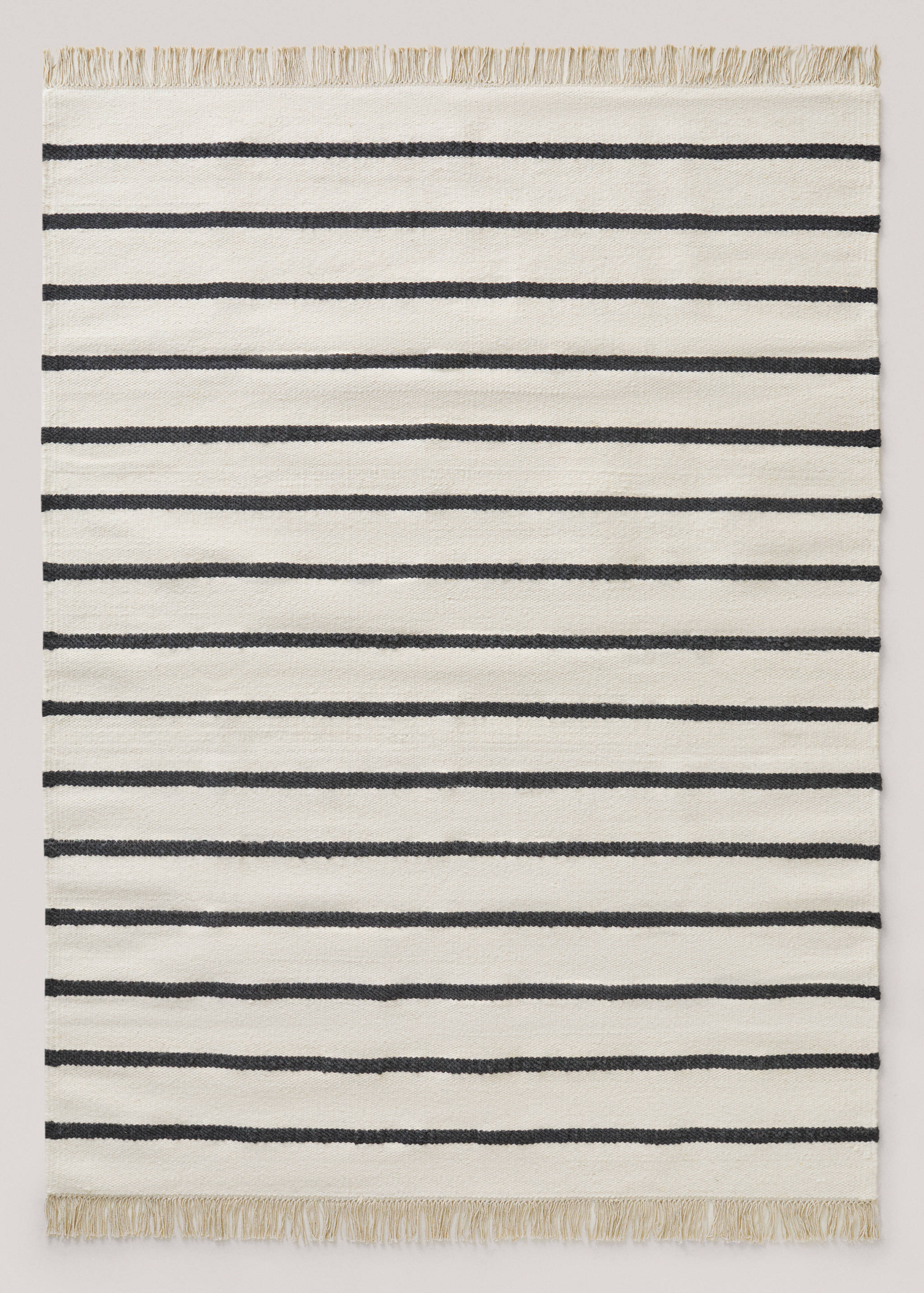 Tapis 100 % laine rayures franges - Article sans modèle
