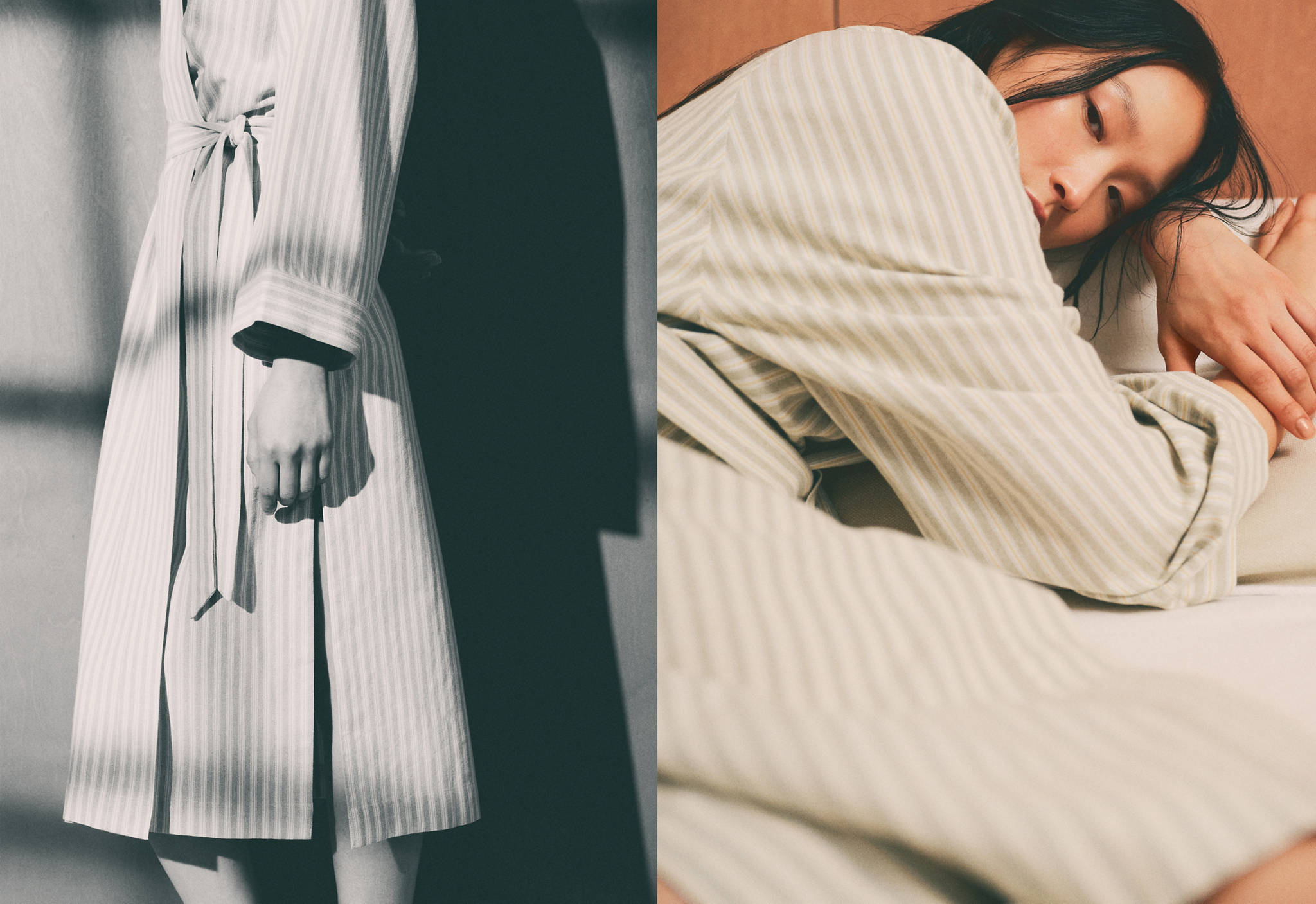 Striped cotton pool robe - Panoramic plane