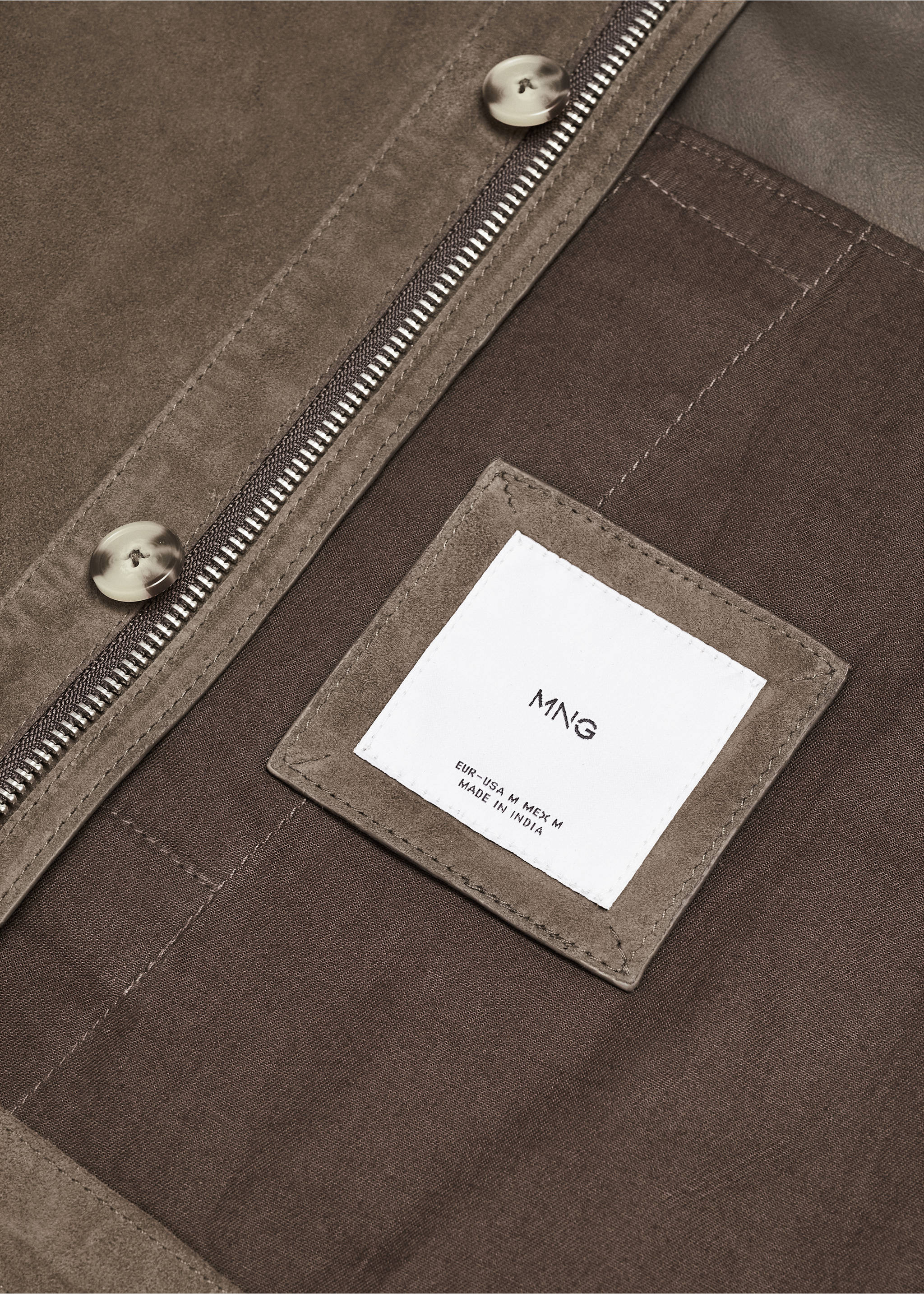 Suede jacket with pockets - Details of the article 8, Coffee. Ref: 67086310-00.