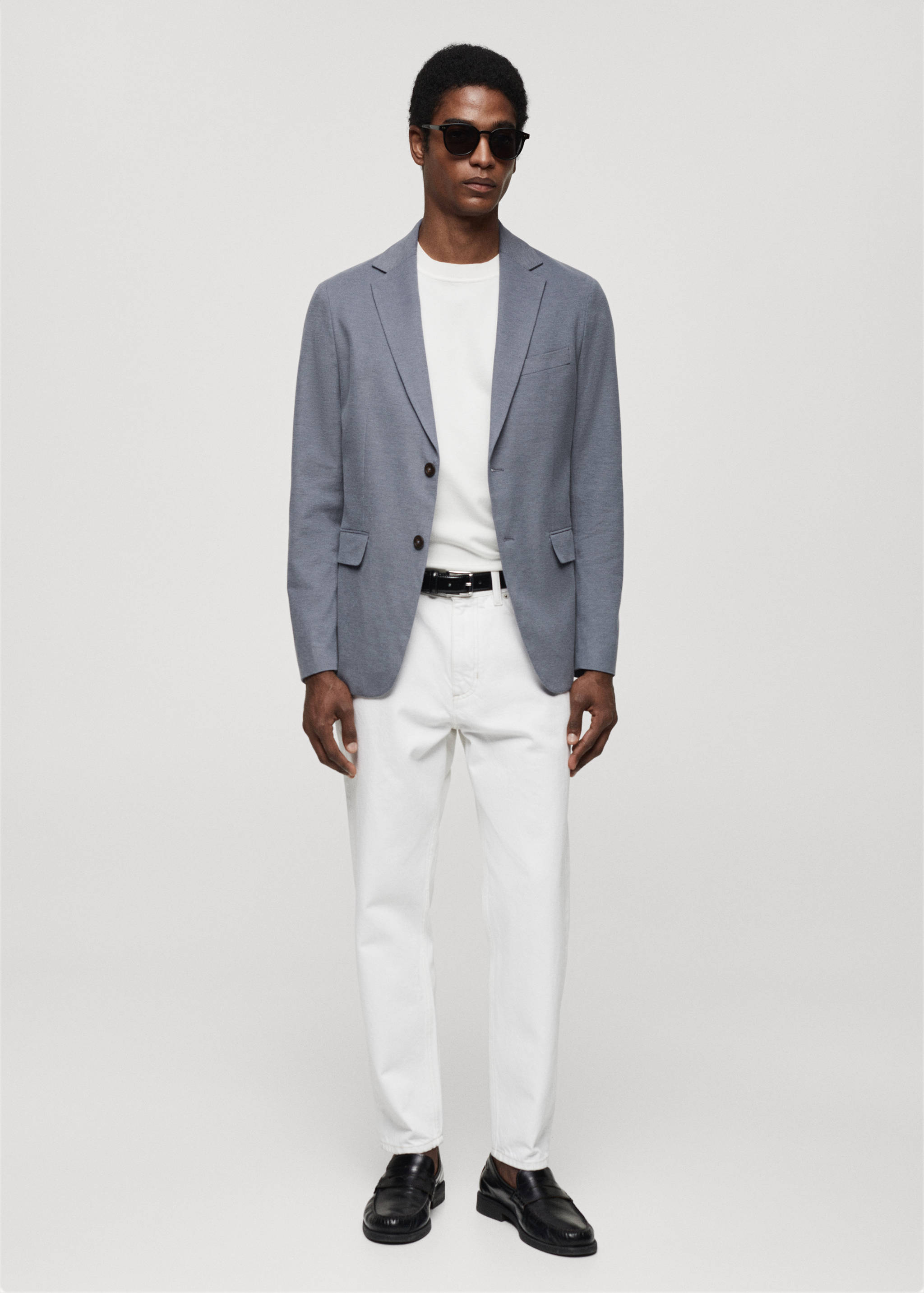 Structured slim fit cotton blazer - General plane