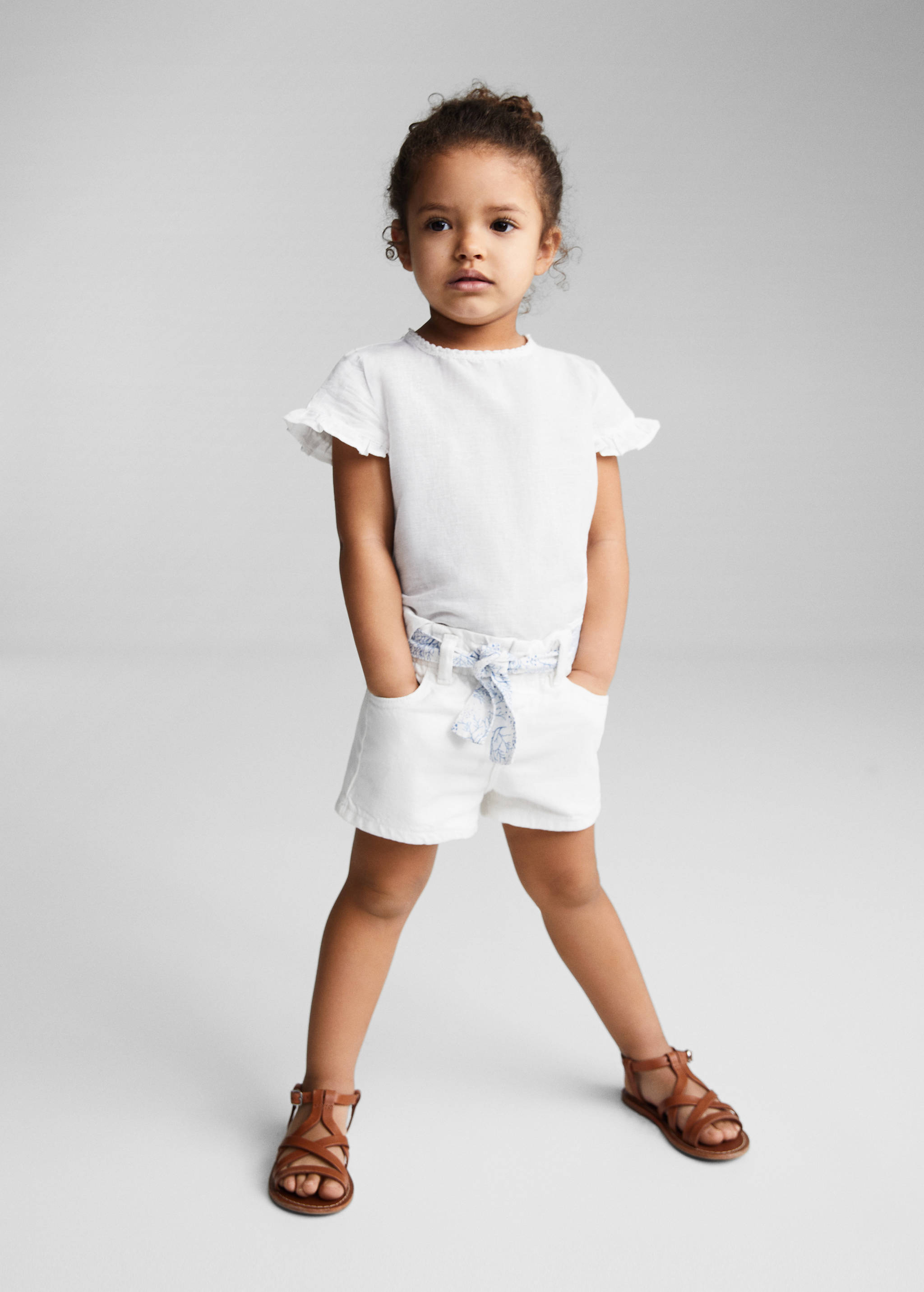 Paperbag denim shorts - General plane