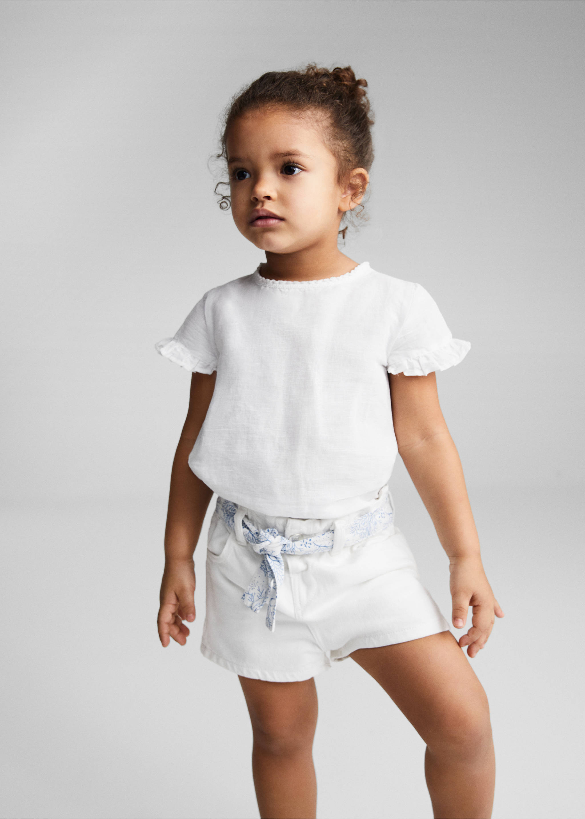 Short denim paperbag - Plan moyen, Blanc. Ref: 67086322-00.