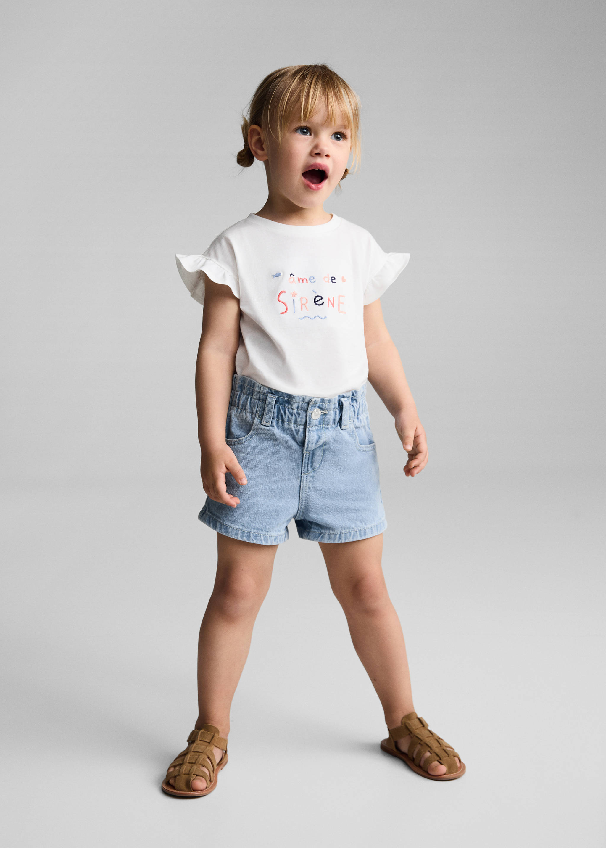 Paperbag denim shorts - General plane