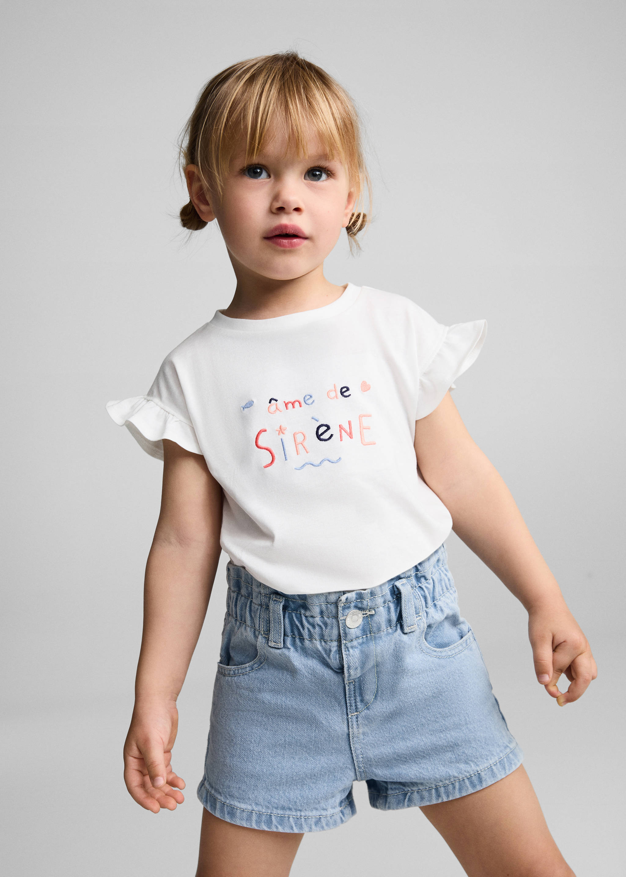 Paperbag denim shorts - Medium plane