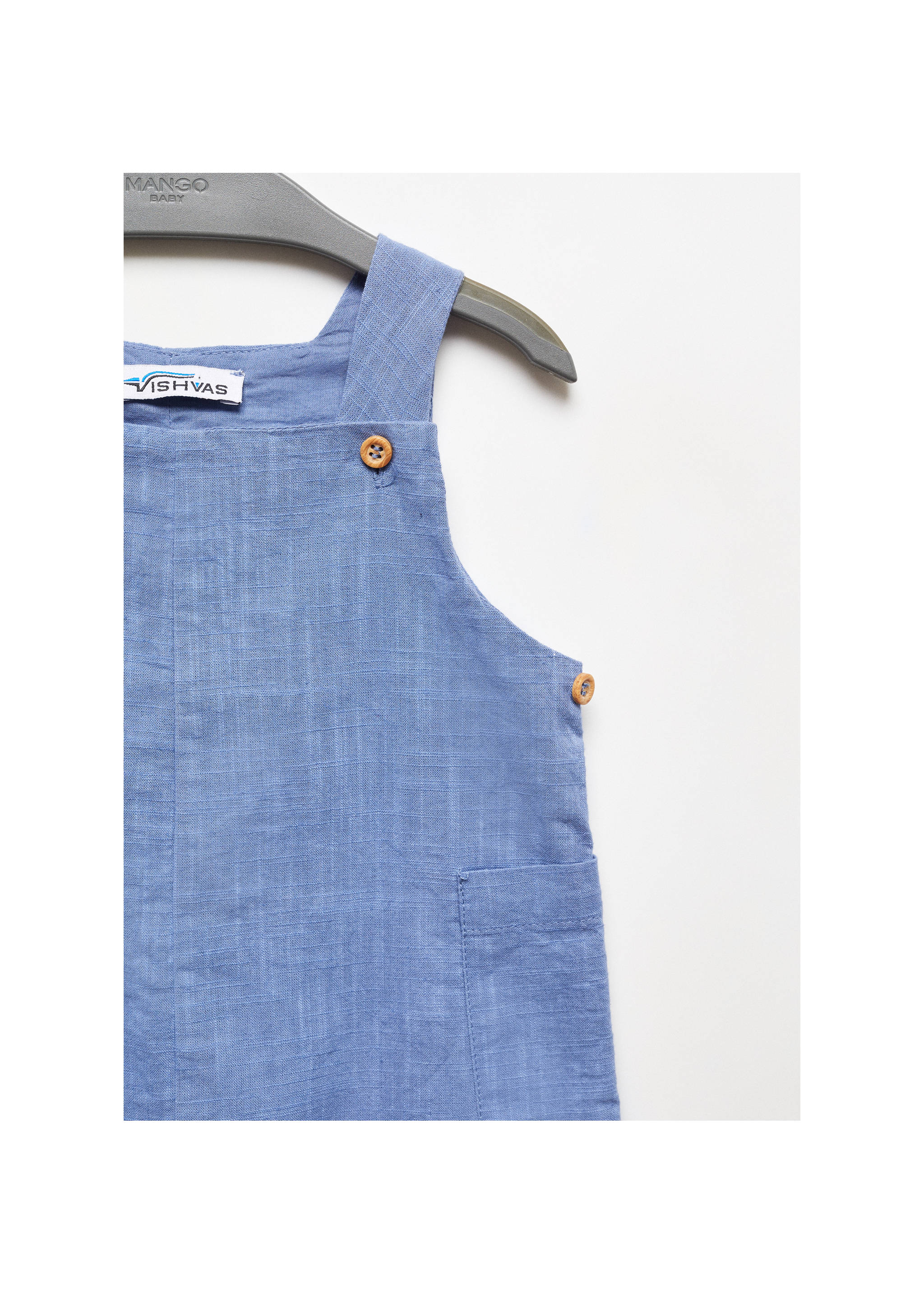 Pockets cotton dungarees - Details of the article 8, Blue. Ref: 67086330-00.