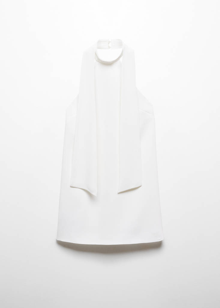 mango halter-neck open-back dress MANGO - Draped neck satin dress pastel pink