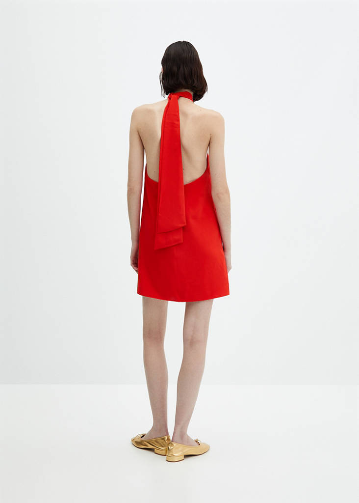 mango halter-neck open-back dress Mango Halter Sleeveless Slip Mini Dress Open Back Barbiecore Size 4 Womens  Pink