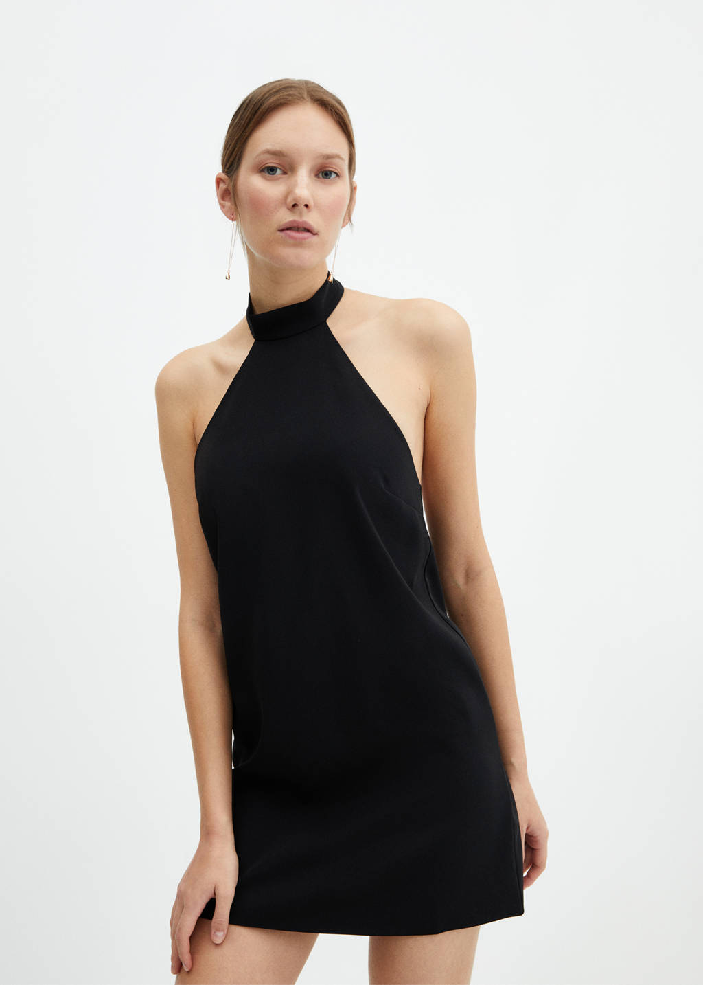 mango black halter neck dress Fitted halter-neck dress - Women