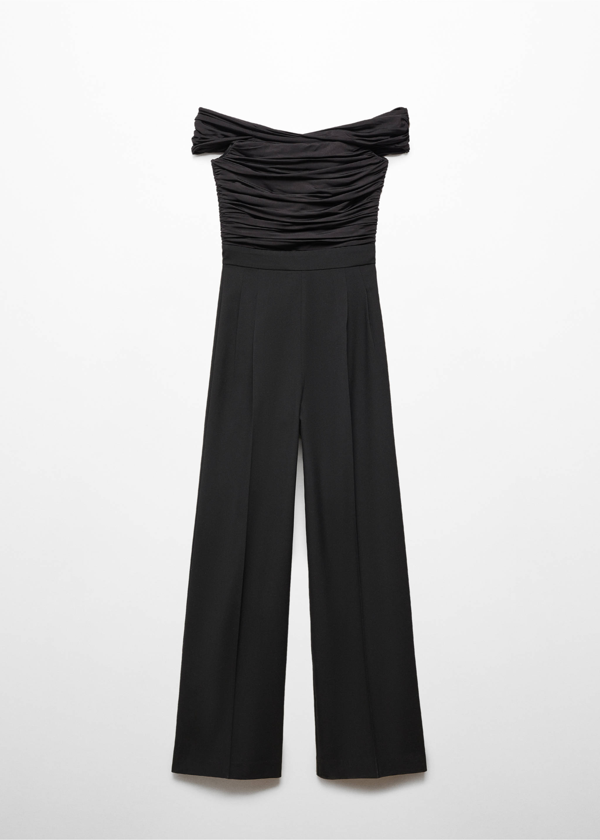 Off-the-shoulder jumpsuit with gathered detail - Article without model, Black. Ref: 67086342-00.