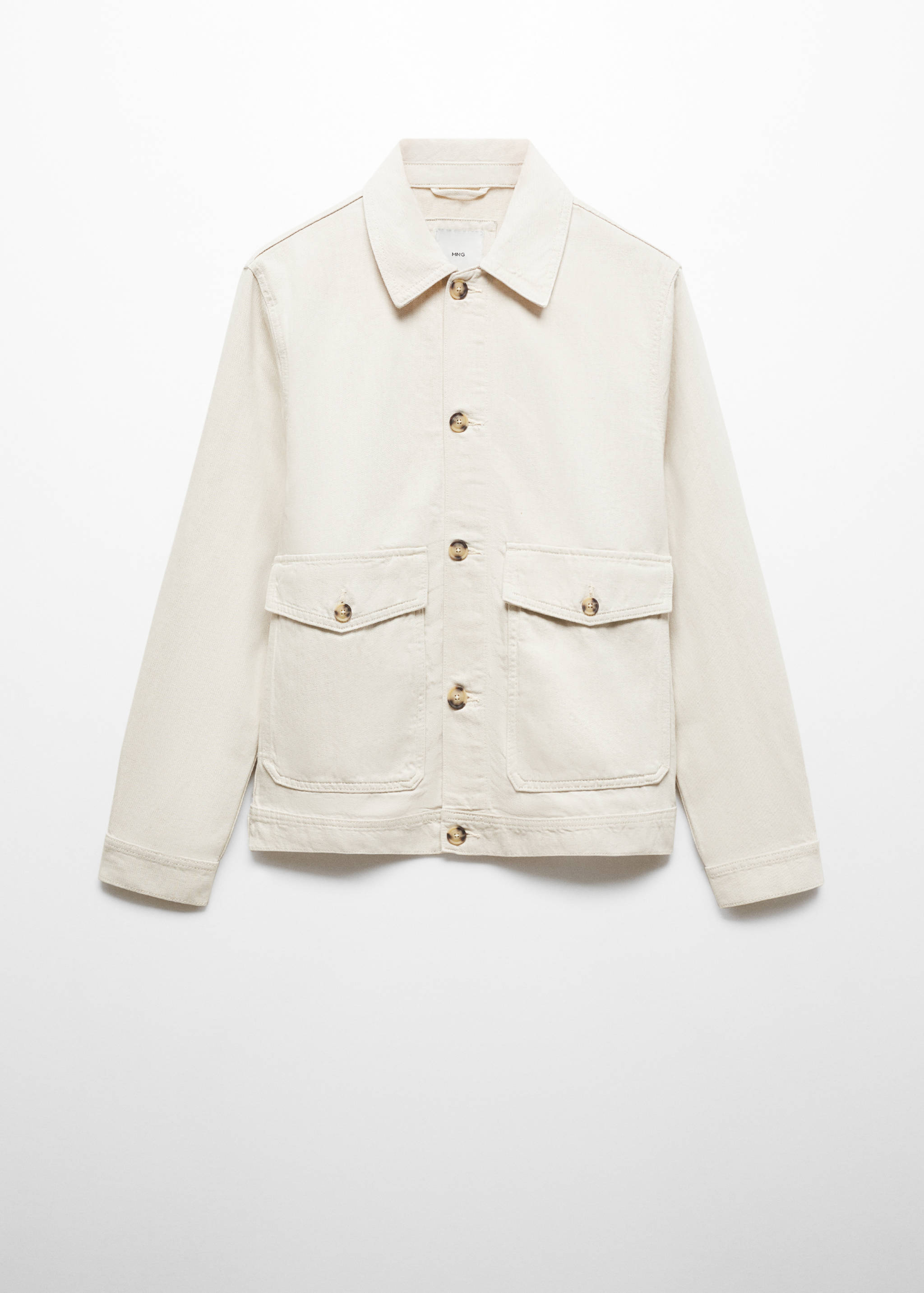 Sobrecamisa de algodão e linho com bolsos - Artigo sem modelo