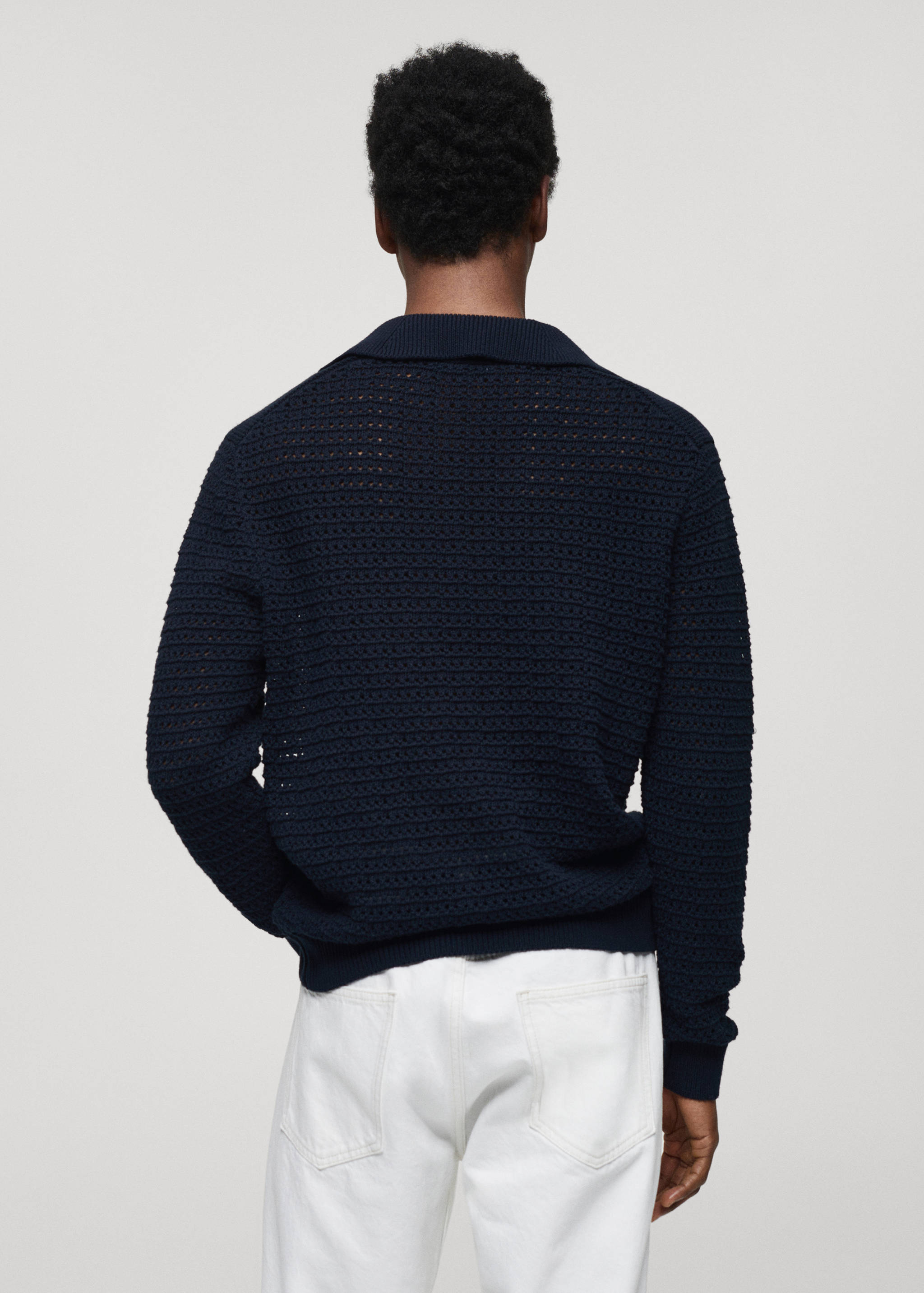 Jersey punto calado cuello polo - Reverso del artículo