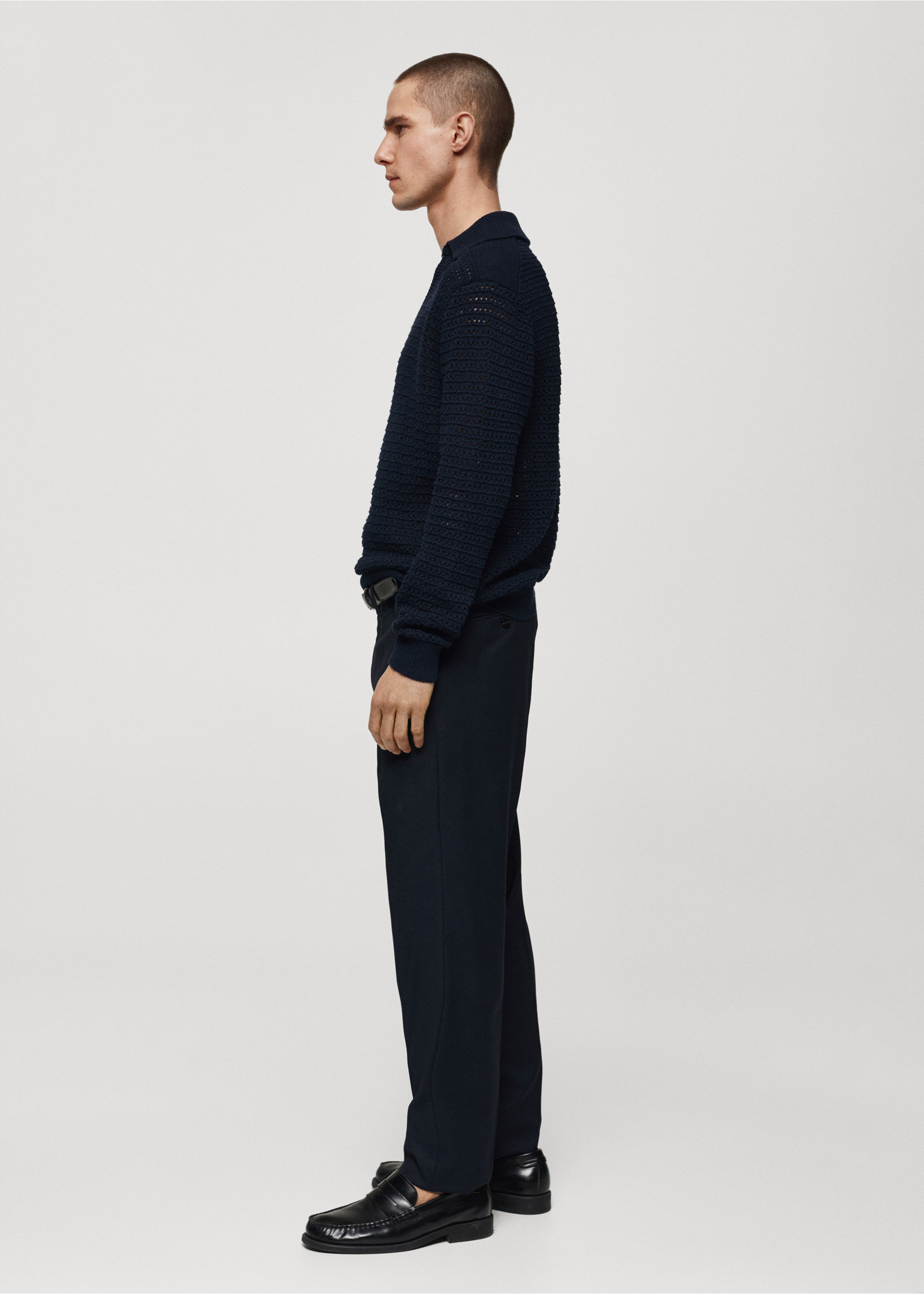 Openwork knitted polo-neck sweater - Details of the article 4