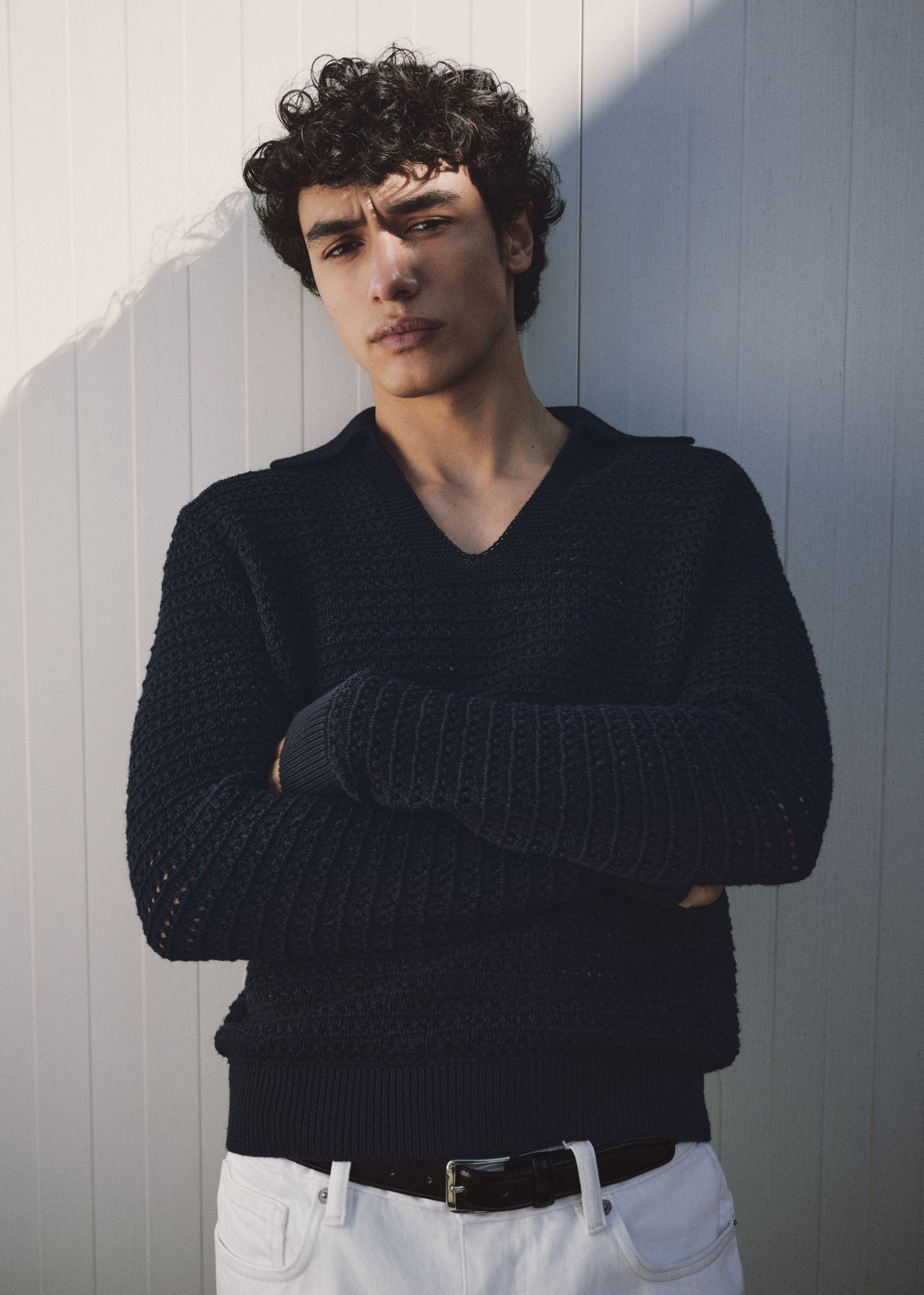 Openwork knitted polo-neck sweater - Details of the article 6