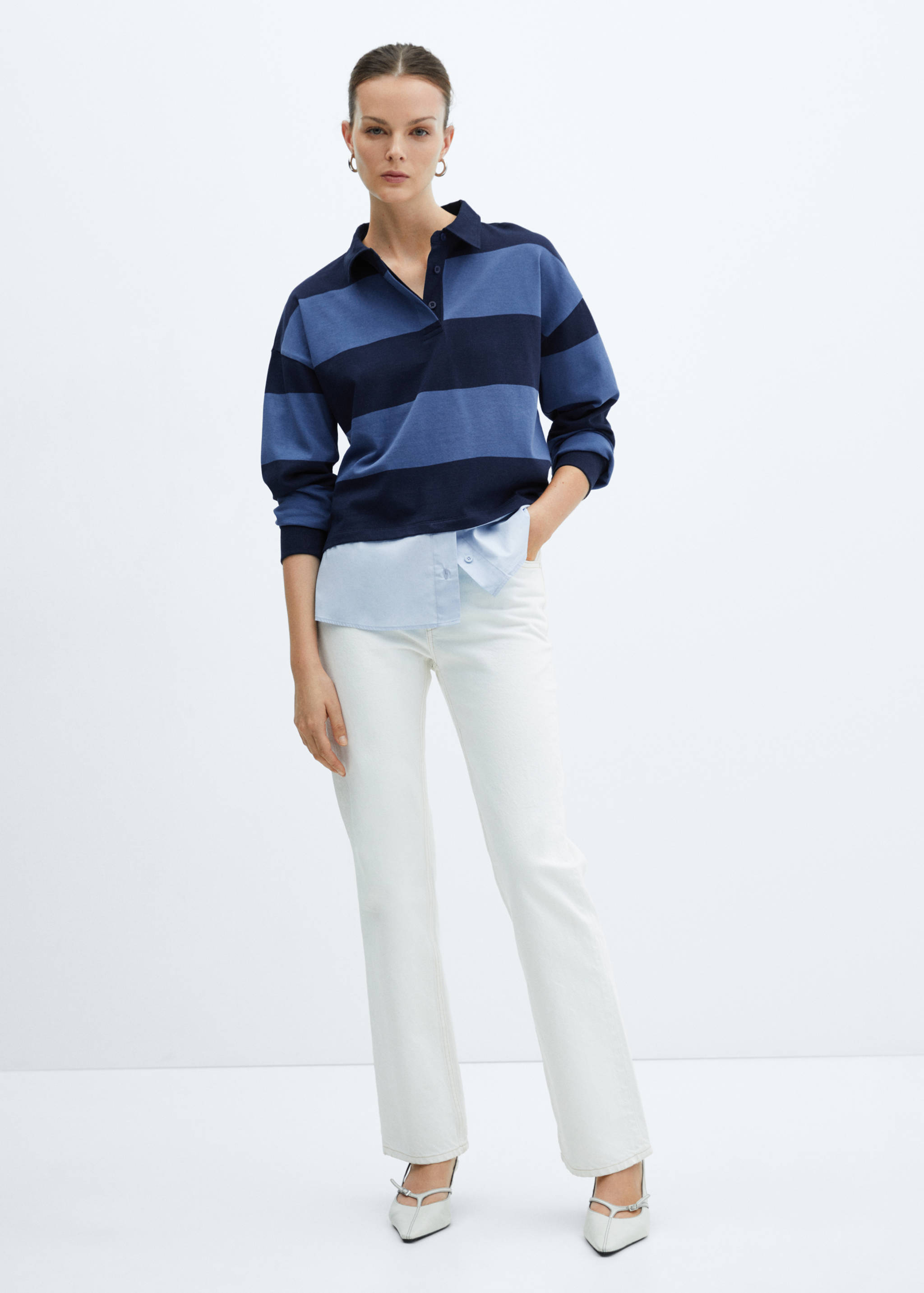 Polo rayas camisa combinado - Plano general