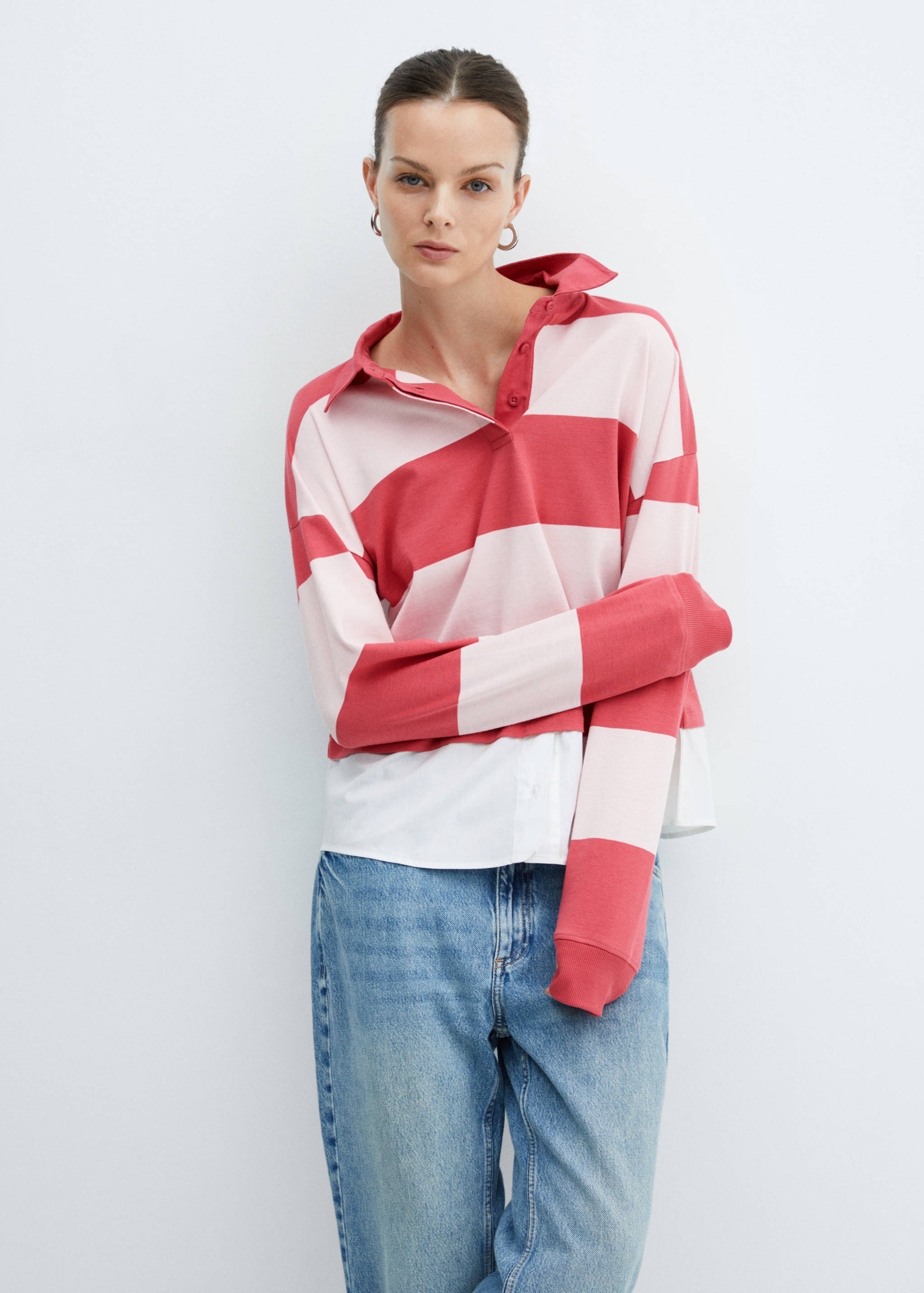 Striped combined polo shirt - Medium plane